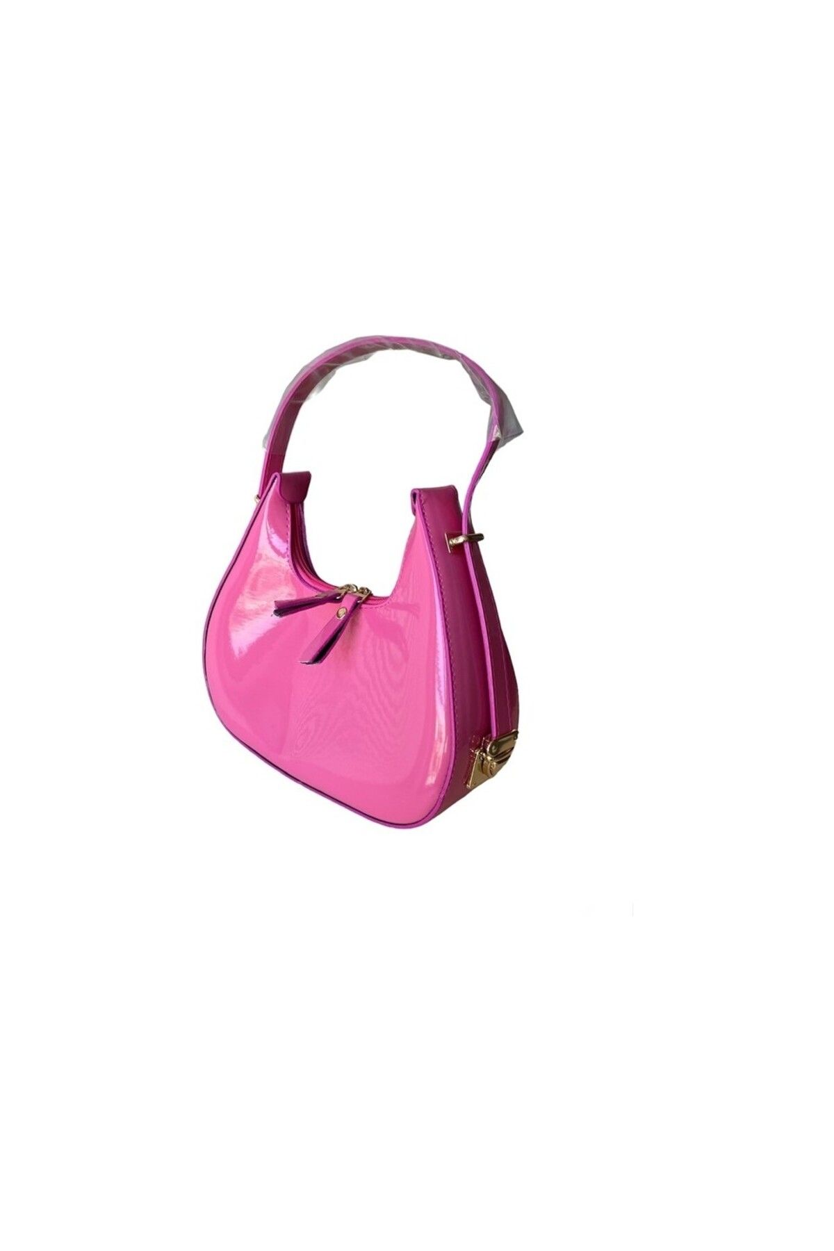 ESS Kadın Rugan Baget Cherry Bag Özel Askı Detaylı Kol Çanta