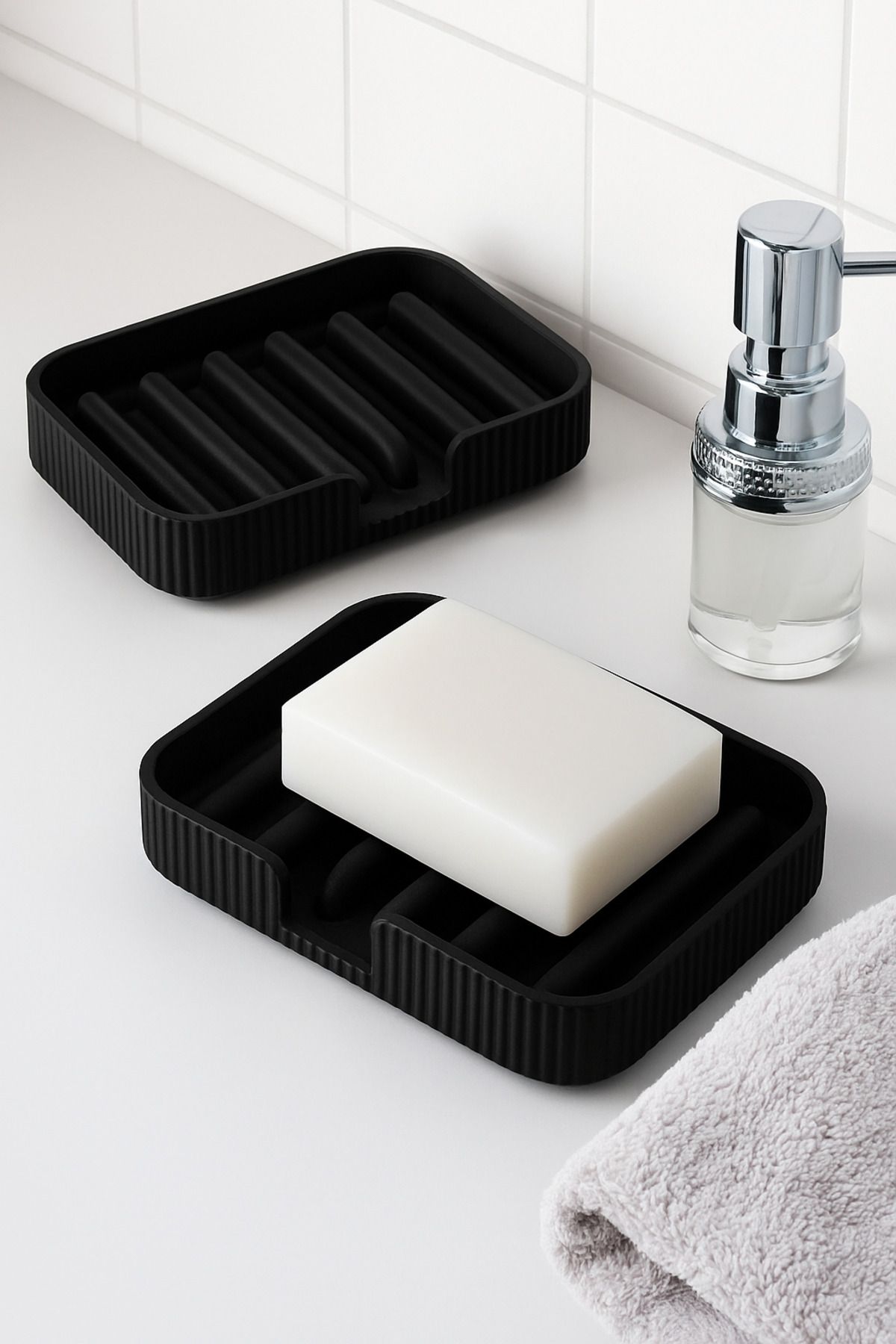 EmAy3d Dayanıklı Sabunluk Kırılmaz Tezgah Üstü Kendinden Süzgeçli Banyo & Mutfak İçin Sabun Kabı