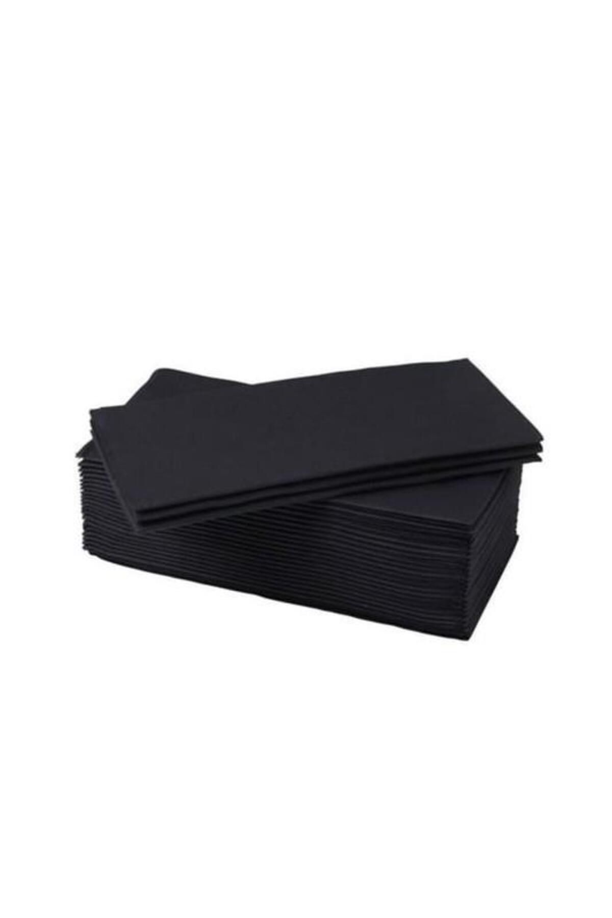 Omnisoft 40x40 cm 1/8 Defter Katlama Servis Peçetesi 50 Adet Siyah