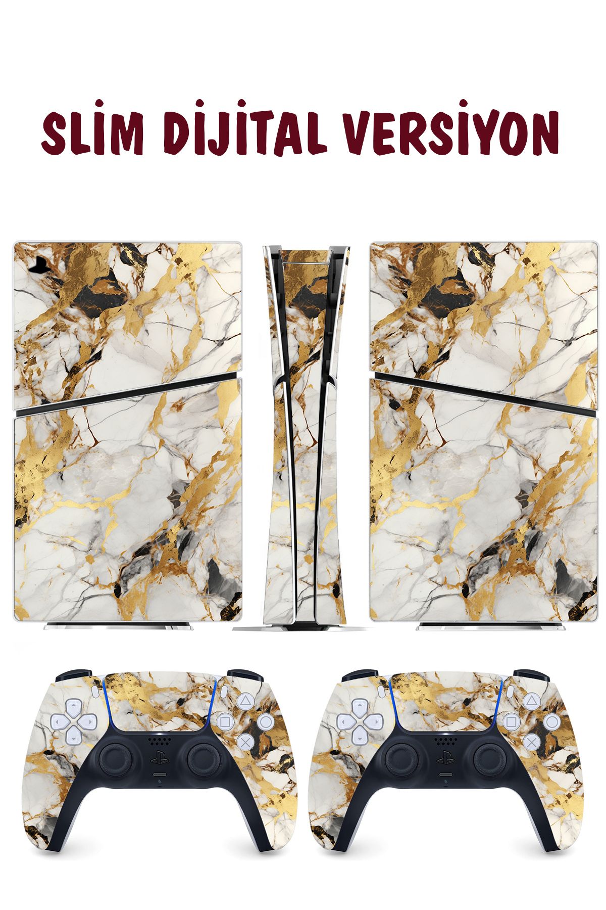 KT Decor Granit Gold Mermer Playstation 5 Full Sticker Kaplama Seti