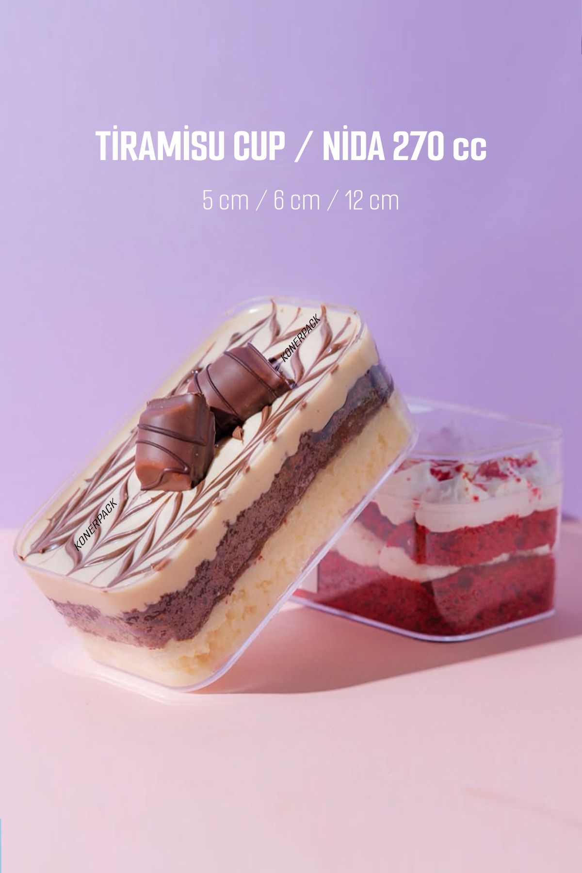 KONERPACK Tiramisu Cup Nida 270 cc - 6 Adet Kapaklı