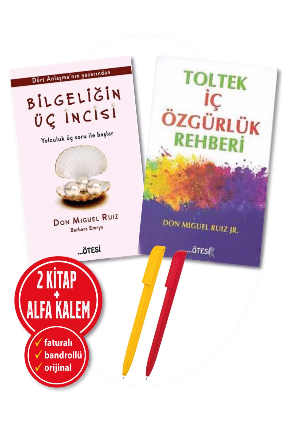 Ötesi Yayıncılık Alfa Kalem+ Don Miguel Ruiz 2 Kitap (Bilgeliğin Üç İncisi+Toltek İç Özgürlük Rehberi)YENİ