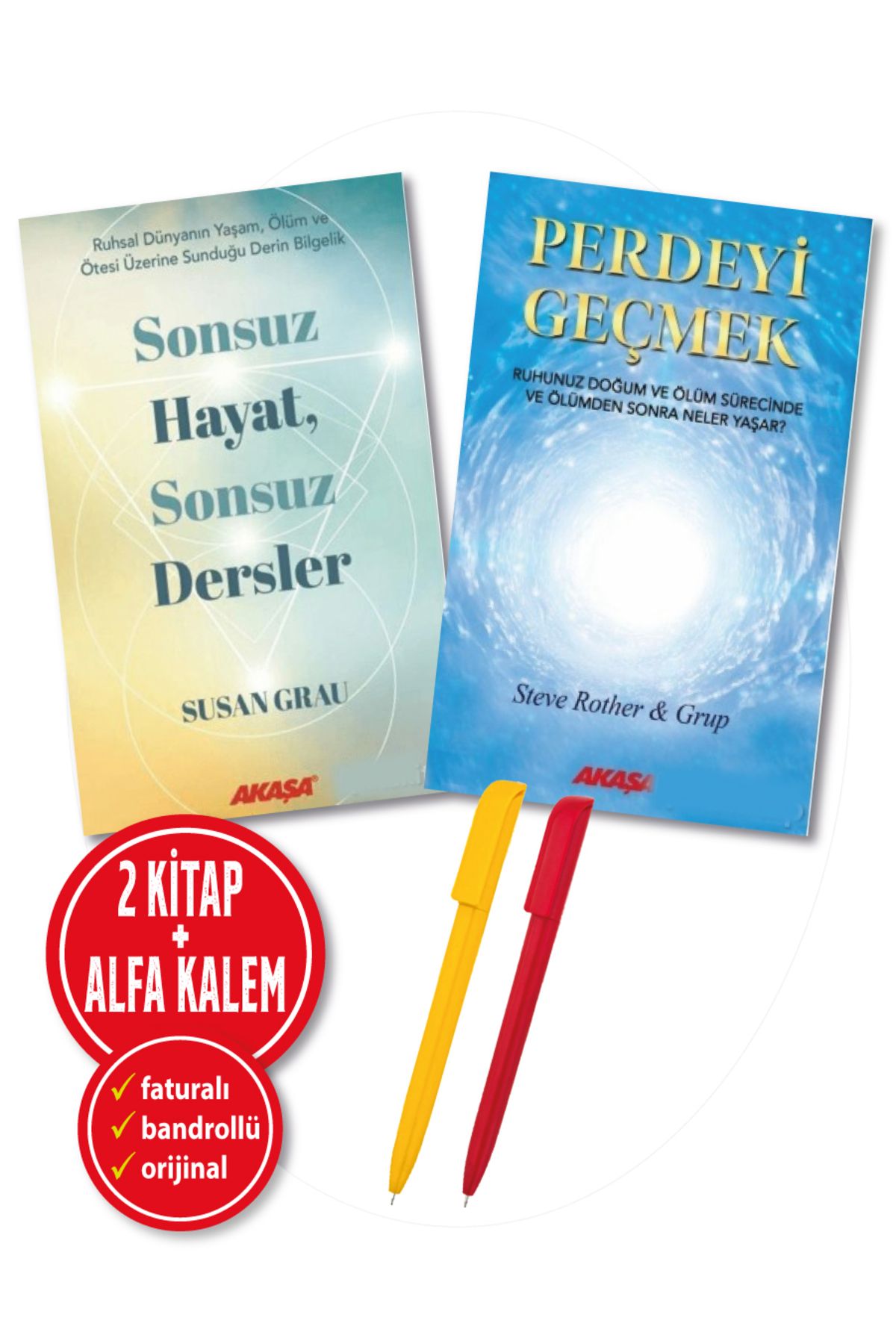 Akaşa Yayınları Alfa Kalem+ Susan Grau 2 Kitap (Sonsuz Hayat, Sonsuz Dersler+Perdeyi Geçmek) Kişisel Gelişim YENİ