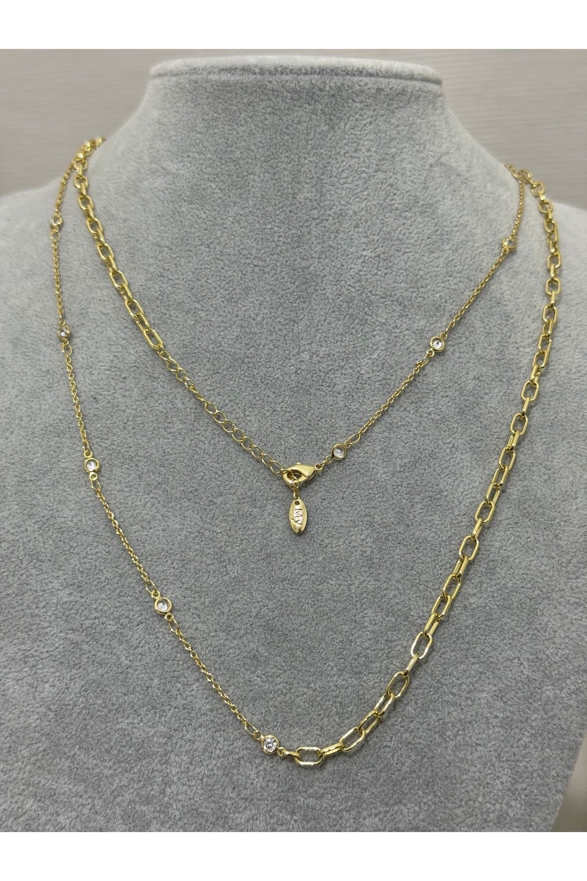 XUPING JEWELRY 18K zincirli taşlı gold kolye paslanmaz kararmaz