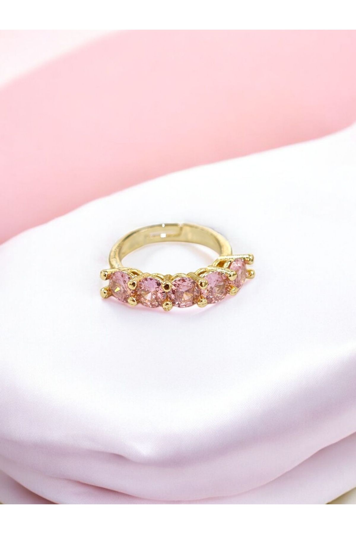 Bluw Jewelry Beş Taş Yüzük Pembe MZ2