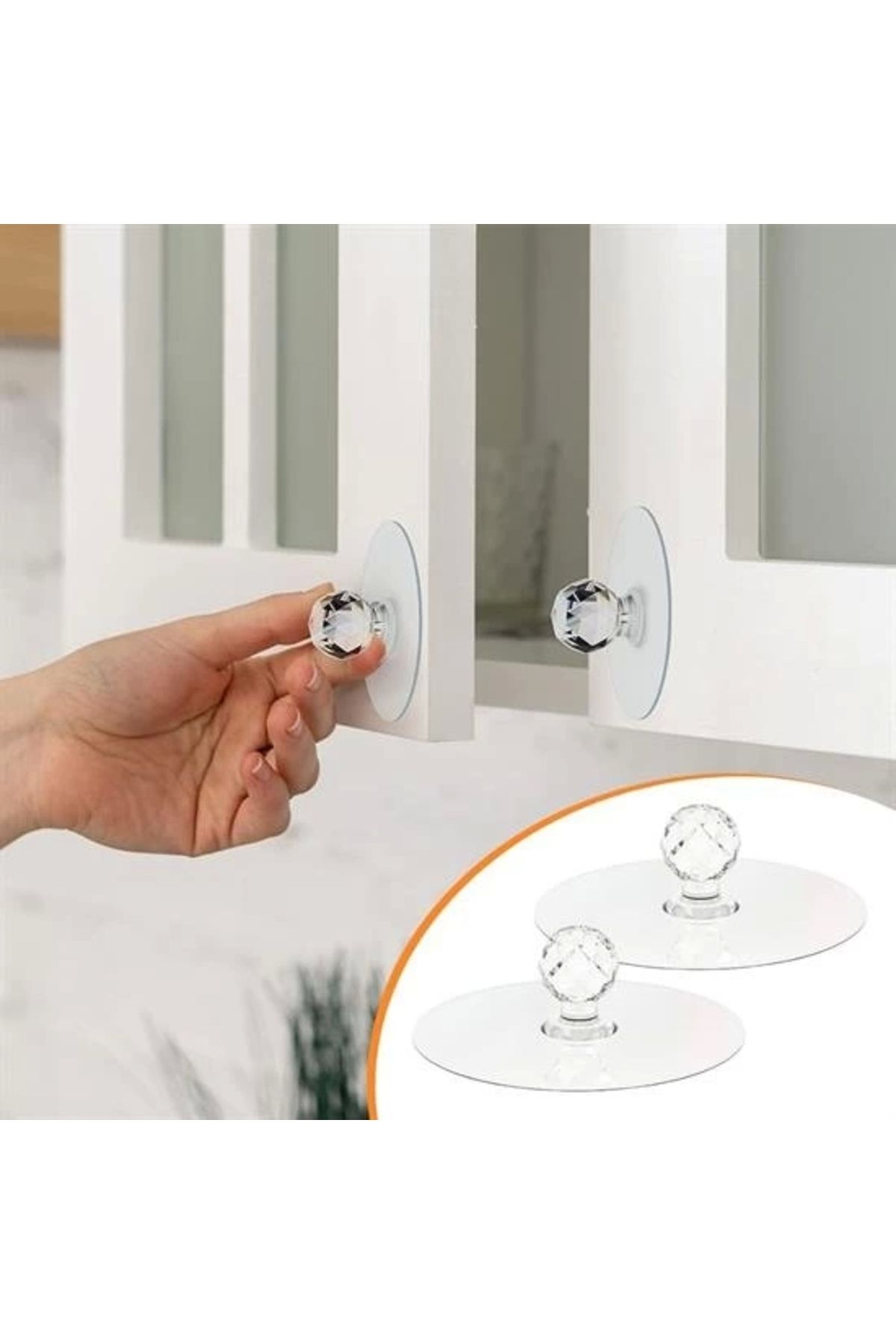 İnnMerry 2 Adet Kristal Kendiliğinden Güçlü Yapışkanlı Kulp Askısı Tutma Kolu (5047)