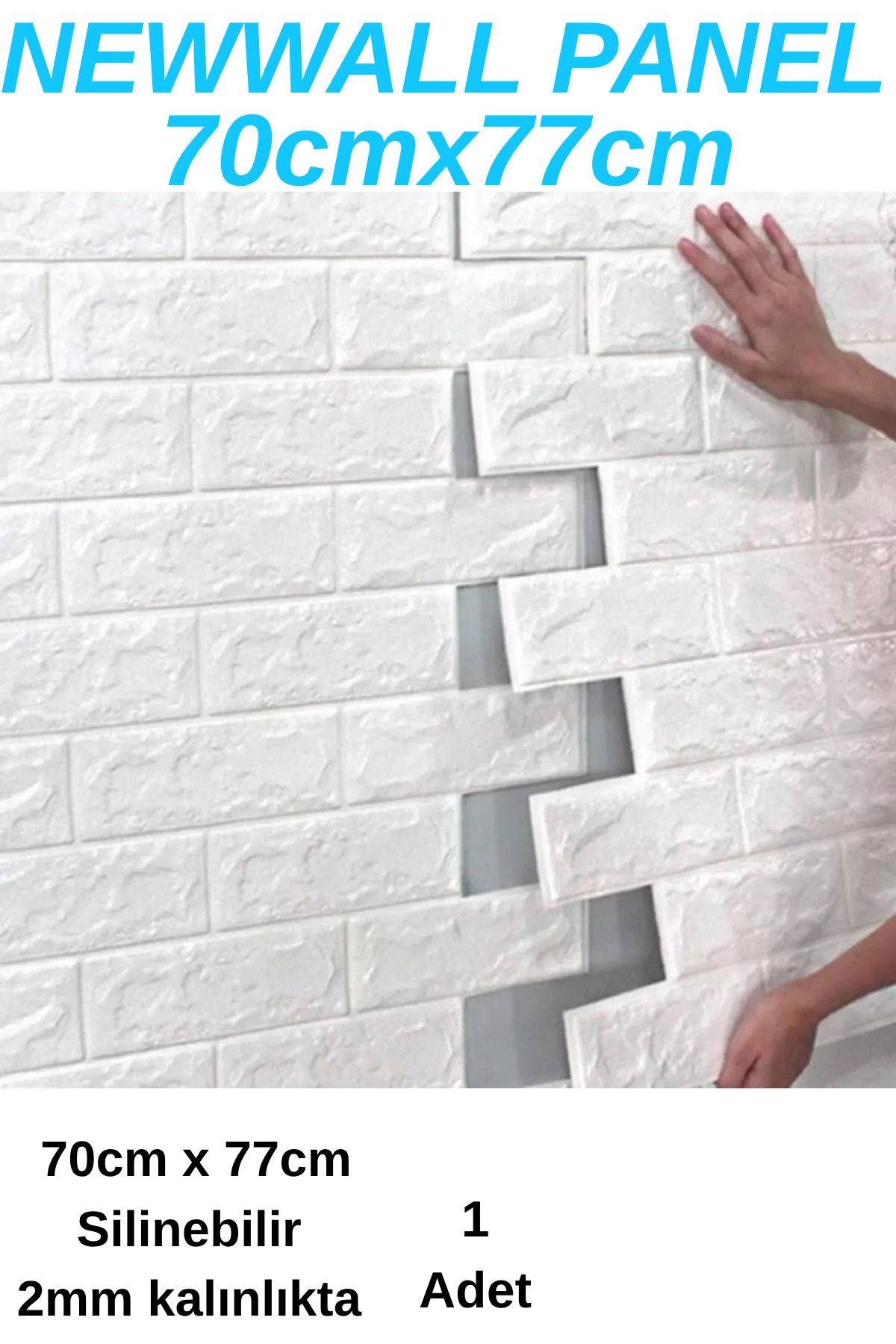 Kendinden Yapışkanlı 70x77 Cm 2mm Kalınlık  1 Adet Sünger Beyaz Duvar Kağıdı Paneli