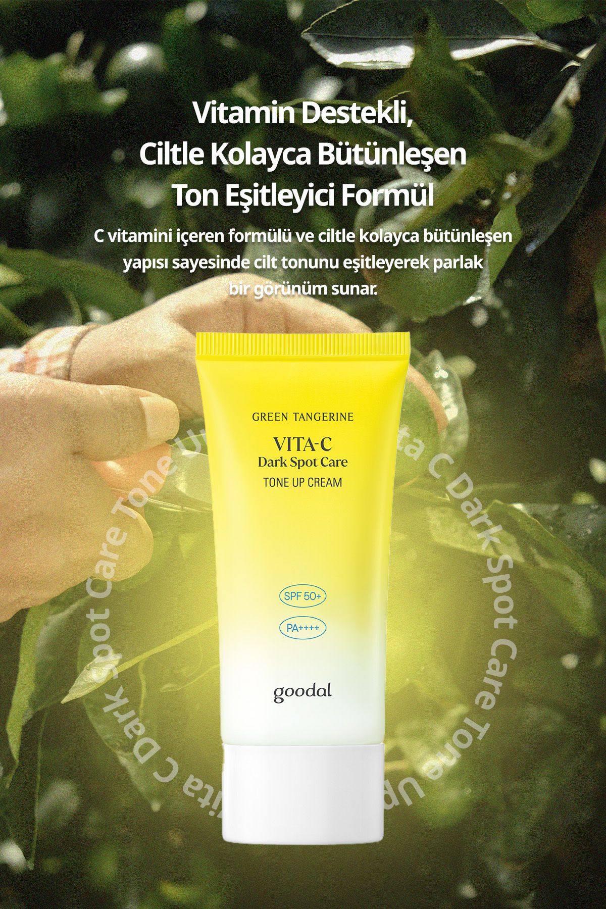 کرم ضد آفتاب صورت تنش لحن ذخیره سازی جرم خورشید GOODAL GREEN TANGERINE VITA C SPOT TONE UP CREAM SPF50+ Goodal