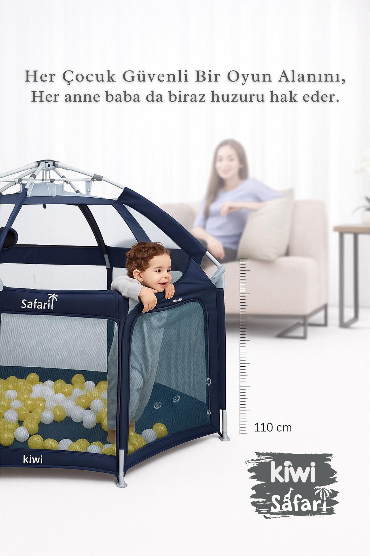 Kiwi Safari Çocuk-Bebek Oyun Parkı-Çadırı +50 UV Korumalı, Kolay Kurulum, Alüminyum Sağlam Gövde fotoğrafı 2 (önizleme)