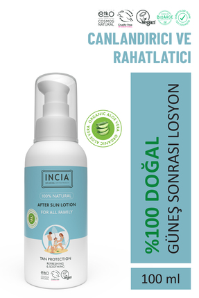 INCIA 100% Natural After Sun Losyon Güneş Sonrası Organik Aloe Vera Nemlendir...