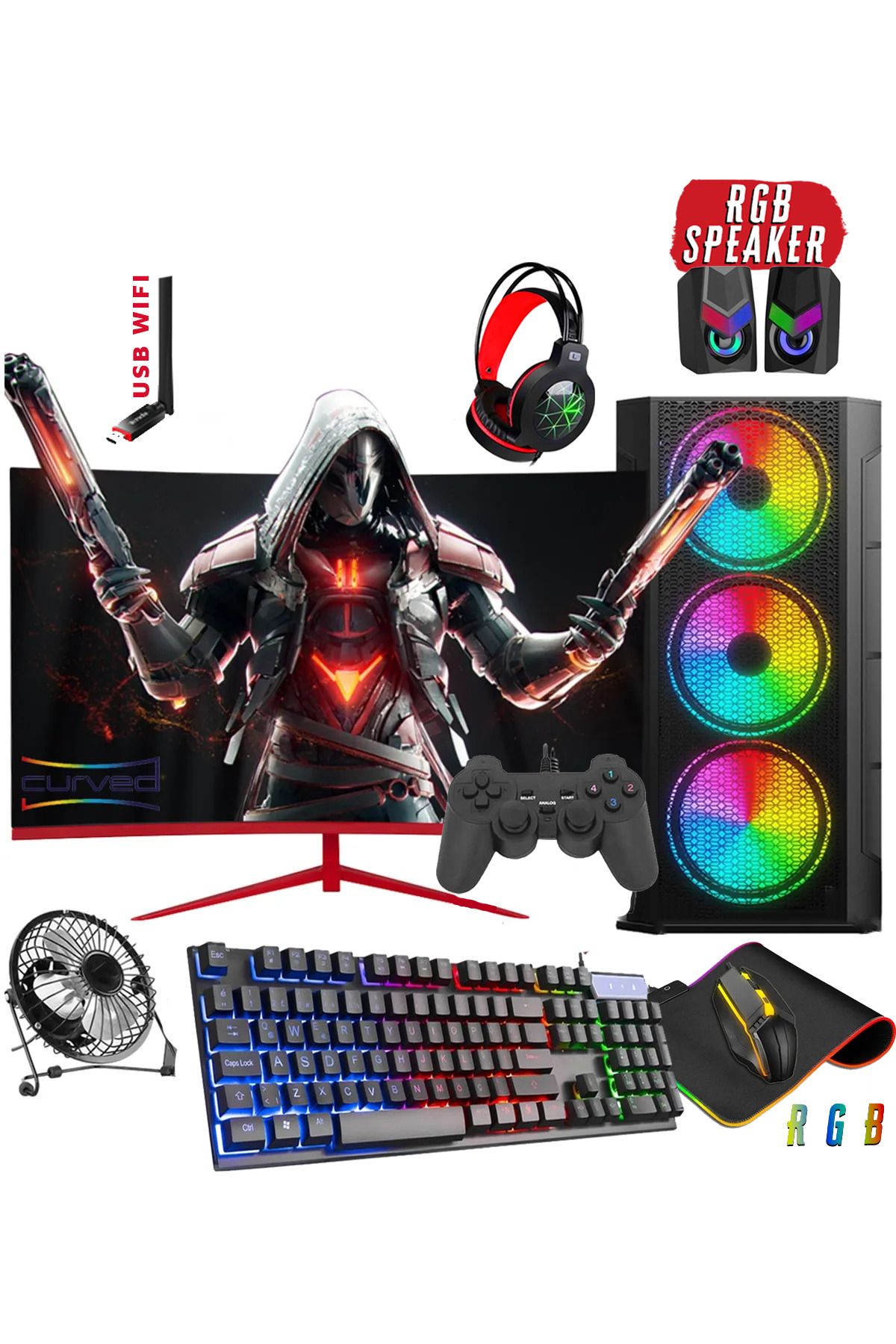 N233 (GTA 5) I5 3470,16gb Ram,256gb M2 Ssd,500gb Hdd,4gb Gt740,24''oyuncu Masaüstü Bilgisayar