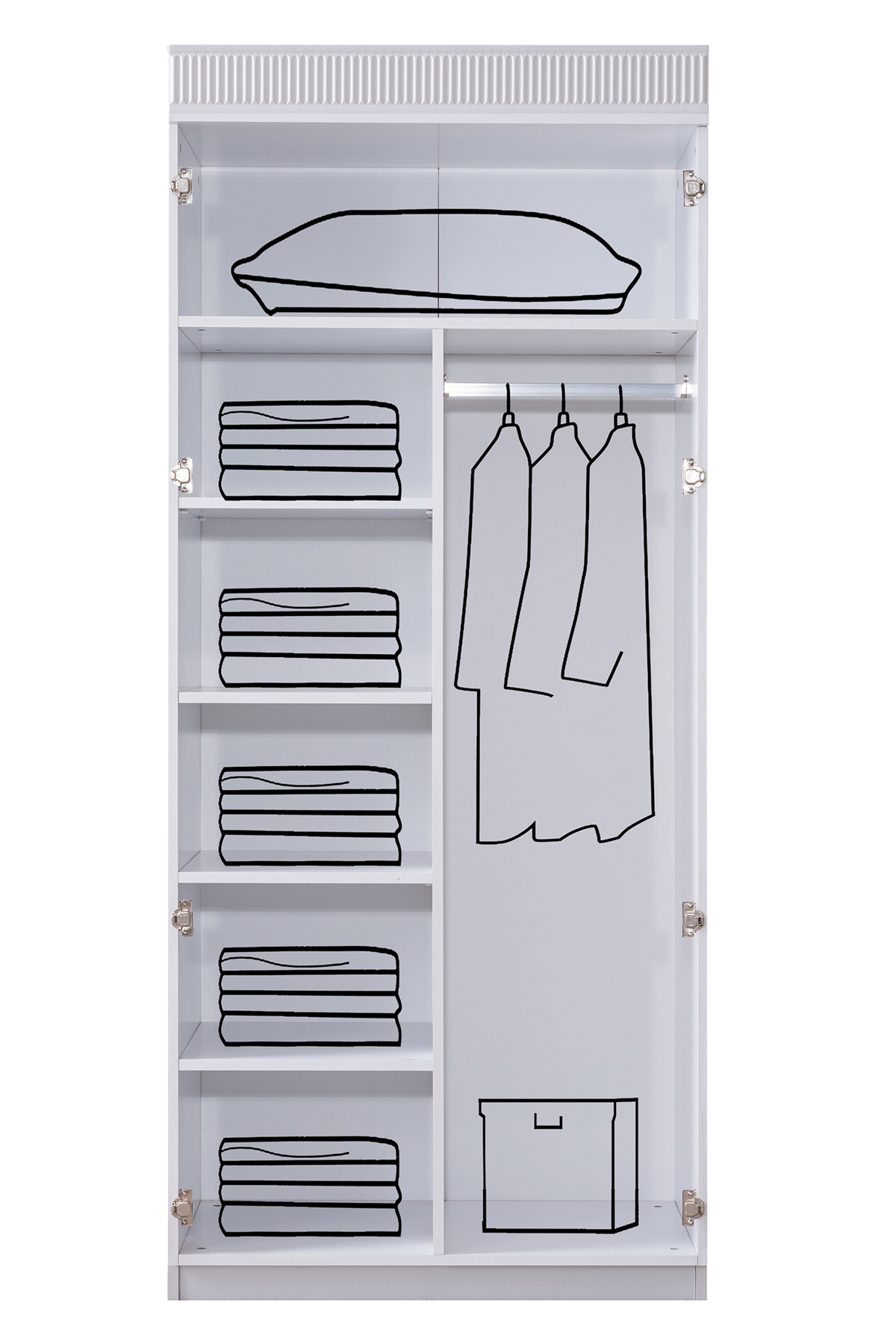 Setay Gardırop, Vira 4 Kapaklı Dolap ve Ledli Kitaplık - Pembe fotoğrafı 4 (önizleme)