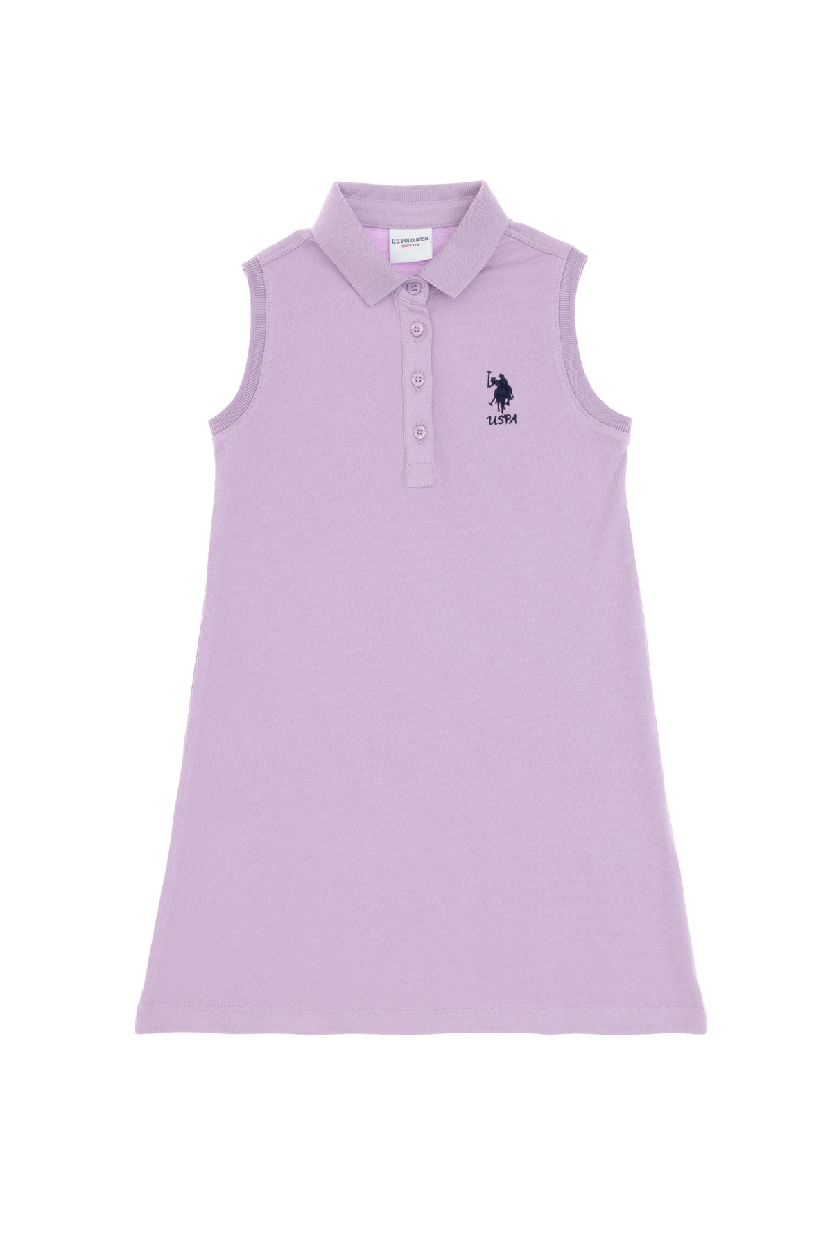 U.S. Polo Assn.-Girls Lilac Polo Collar Sleeveless A-Form Basic Knitted Dress 50306052-Vr034 3