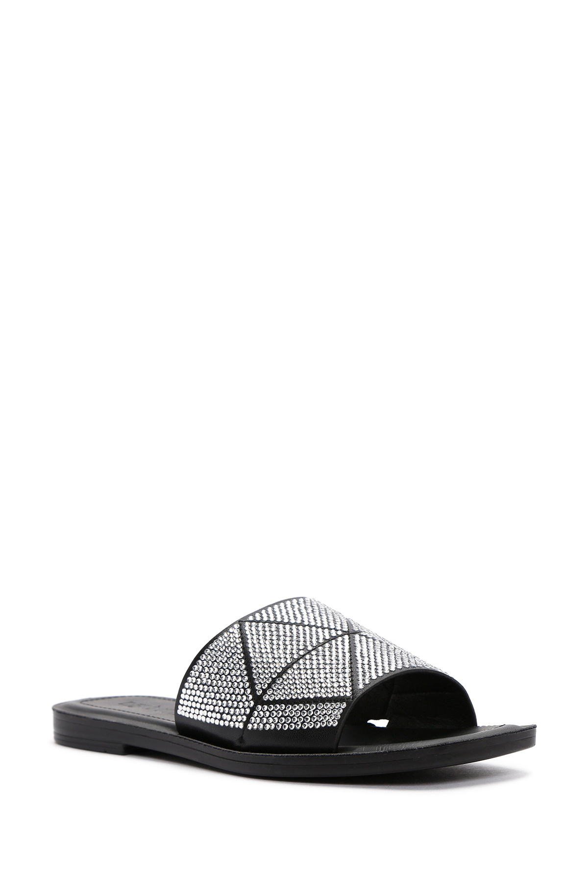 Derimod-Black Stone Detailed Women's Slippers - 24sfe 465414 6