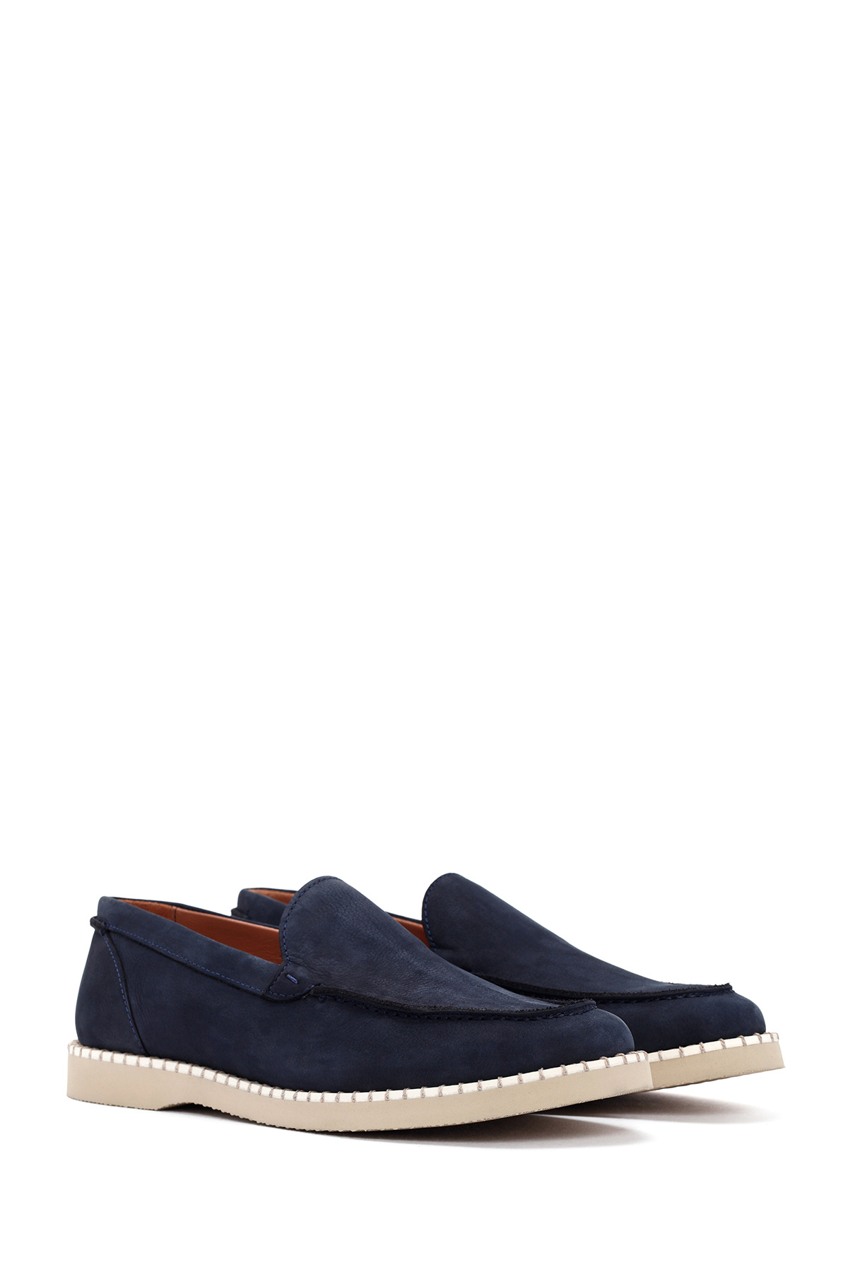 Derimod-Men's Navy Blue Nubuck Genuine Leather Penny Loafer Shoes Casual Daily Shoes 24Sfd6361V3 3