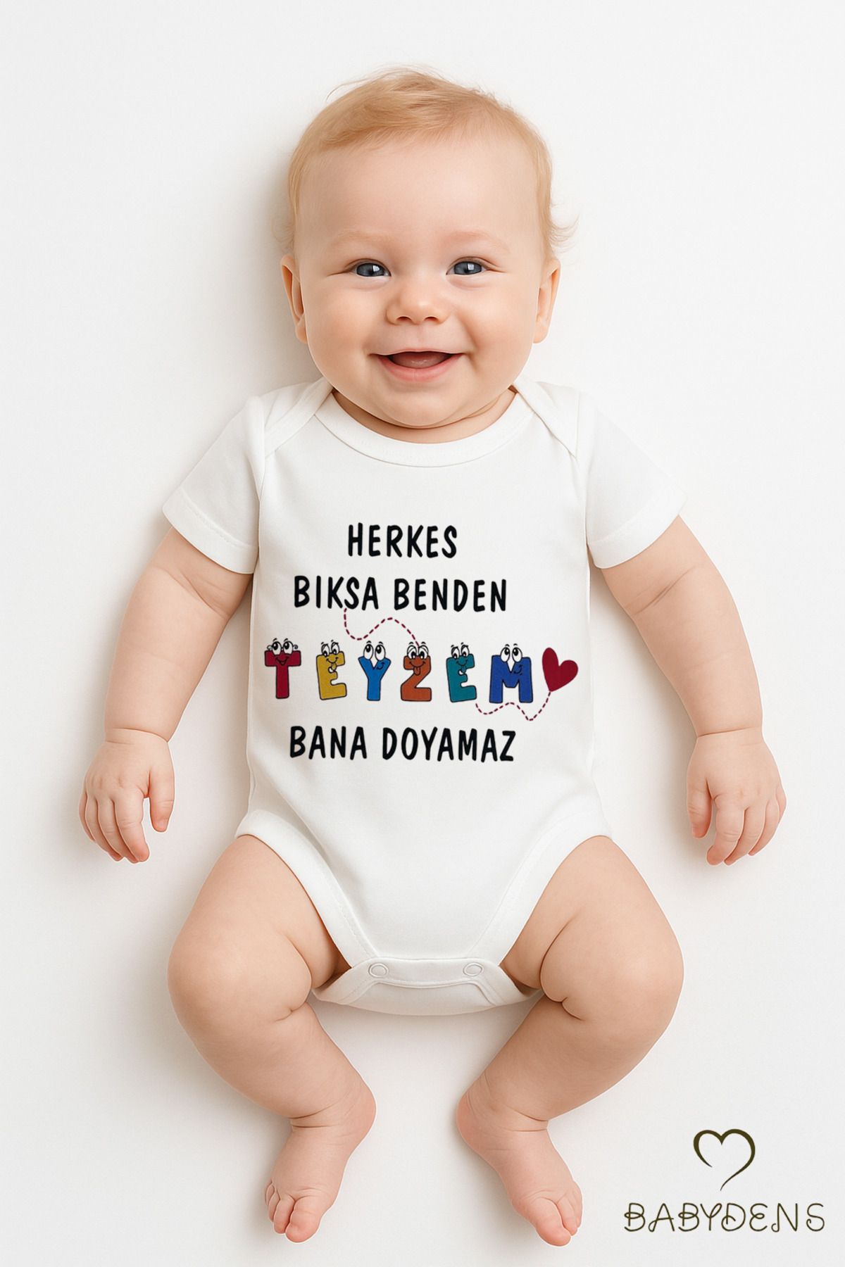 BABYDEN'S Herkes Bıksa Benden Teyzem Bana Doyamaz Yazılı Bebek Zıbını | %100 Pamuk 03-24Ay Çıtçıtlı Body Tulum