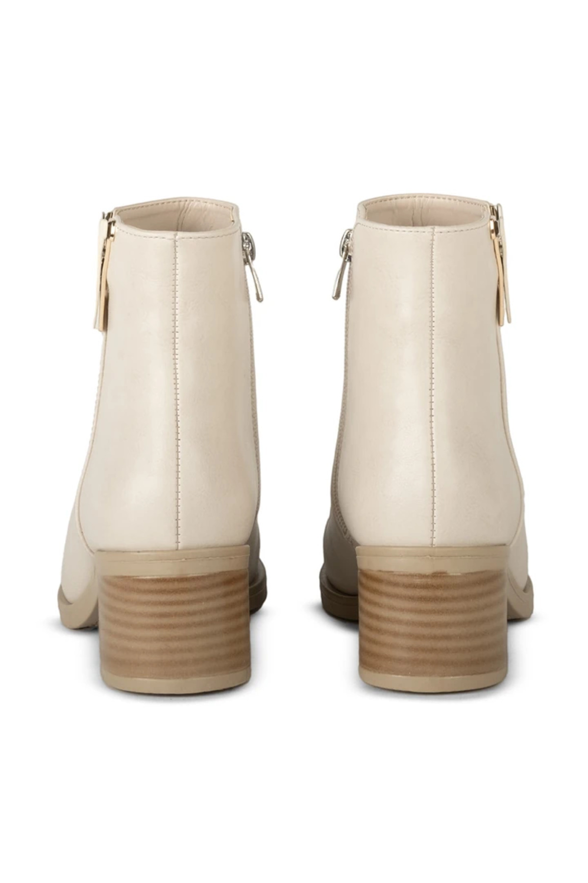 Letafia-Sienna Faux Leather Ecru Stone Detailed Heeled Boots 7