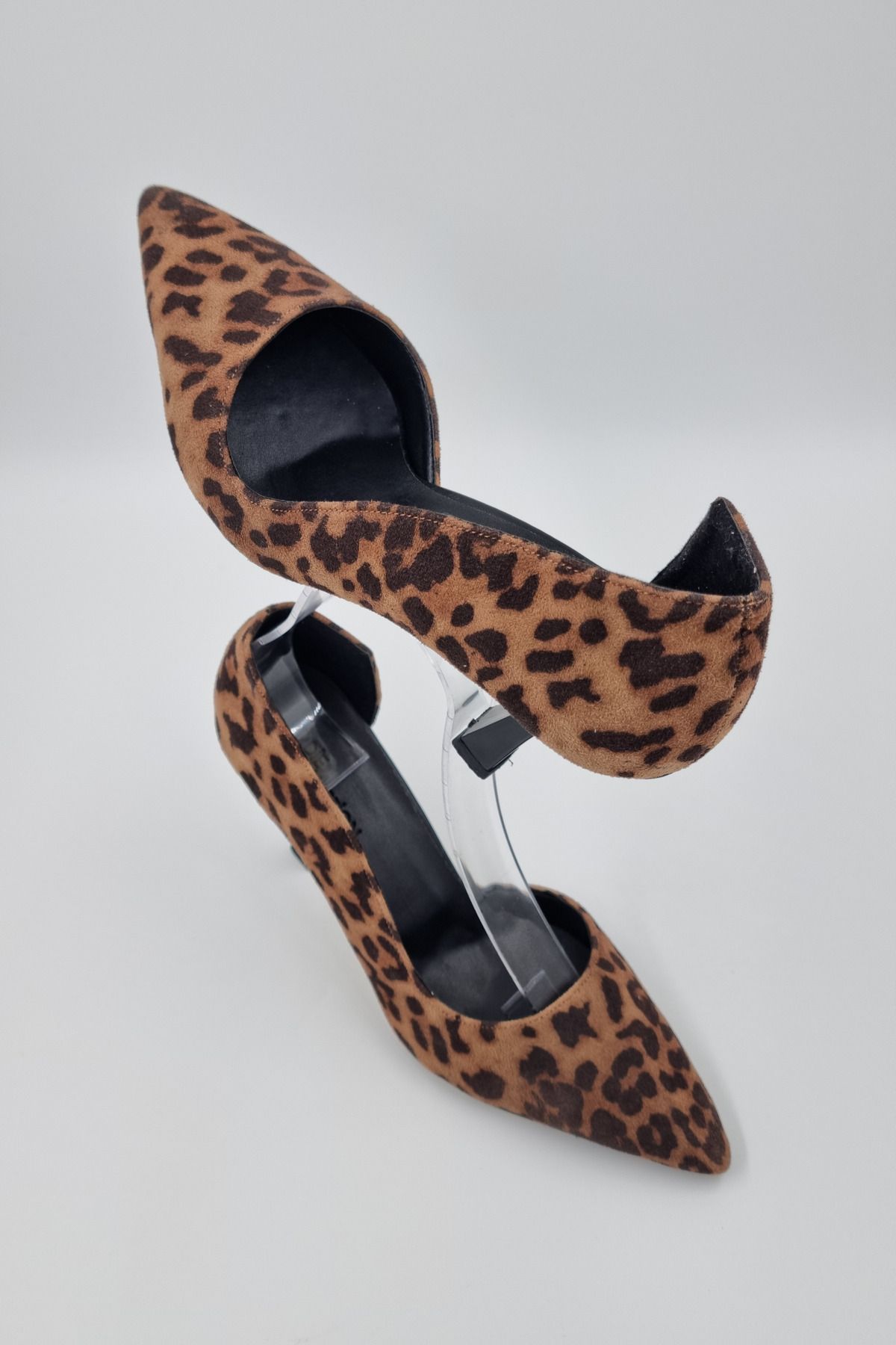 Odie Collection Leopar Desenli Şık Günlük Gece Sivri Burun Dekolte Stiletto