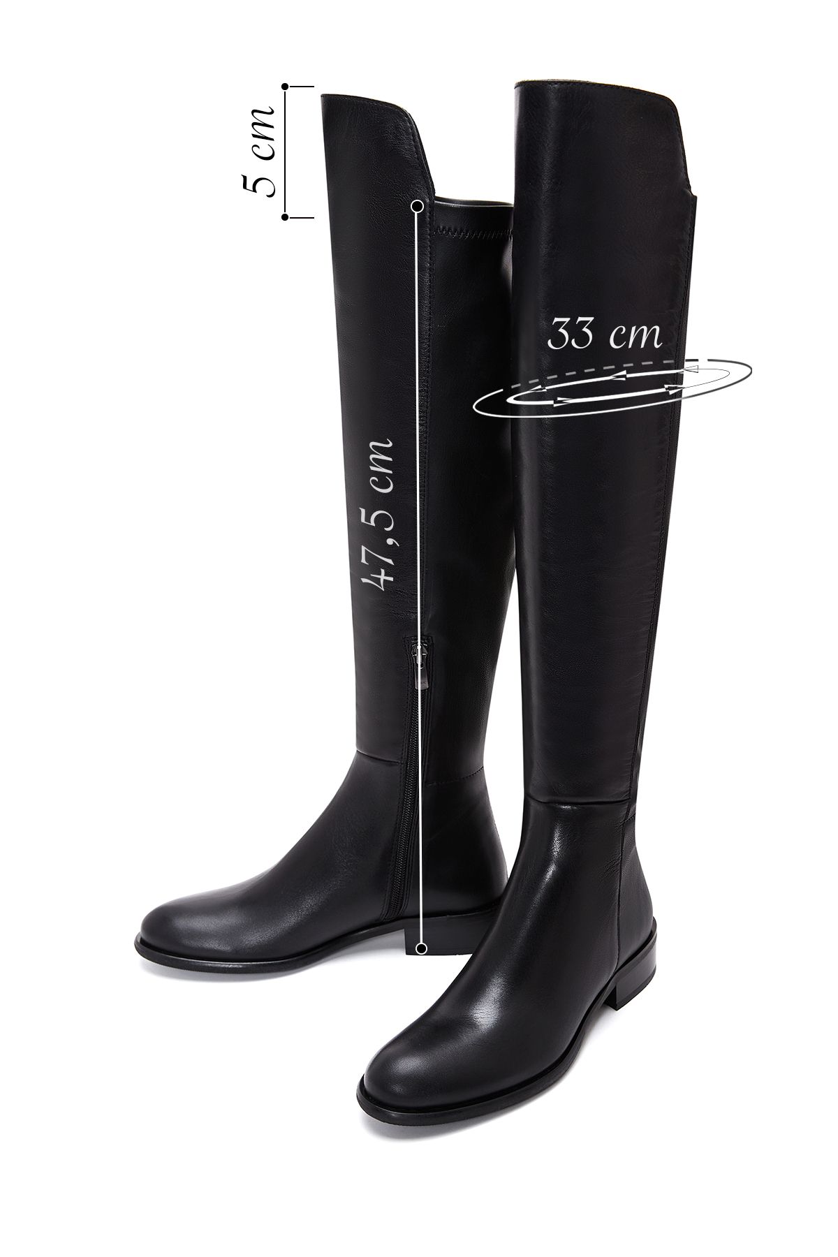 Derimod-Women's Black Zippered Leather Boots 24Wfd 280418 2