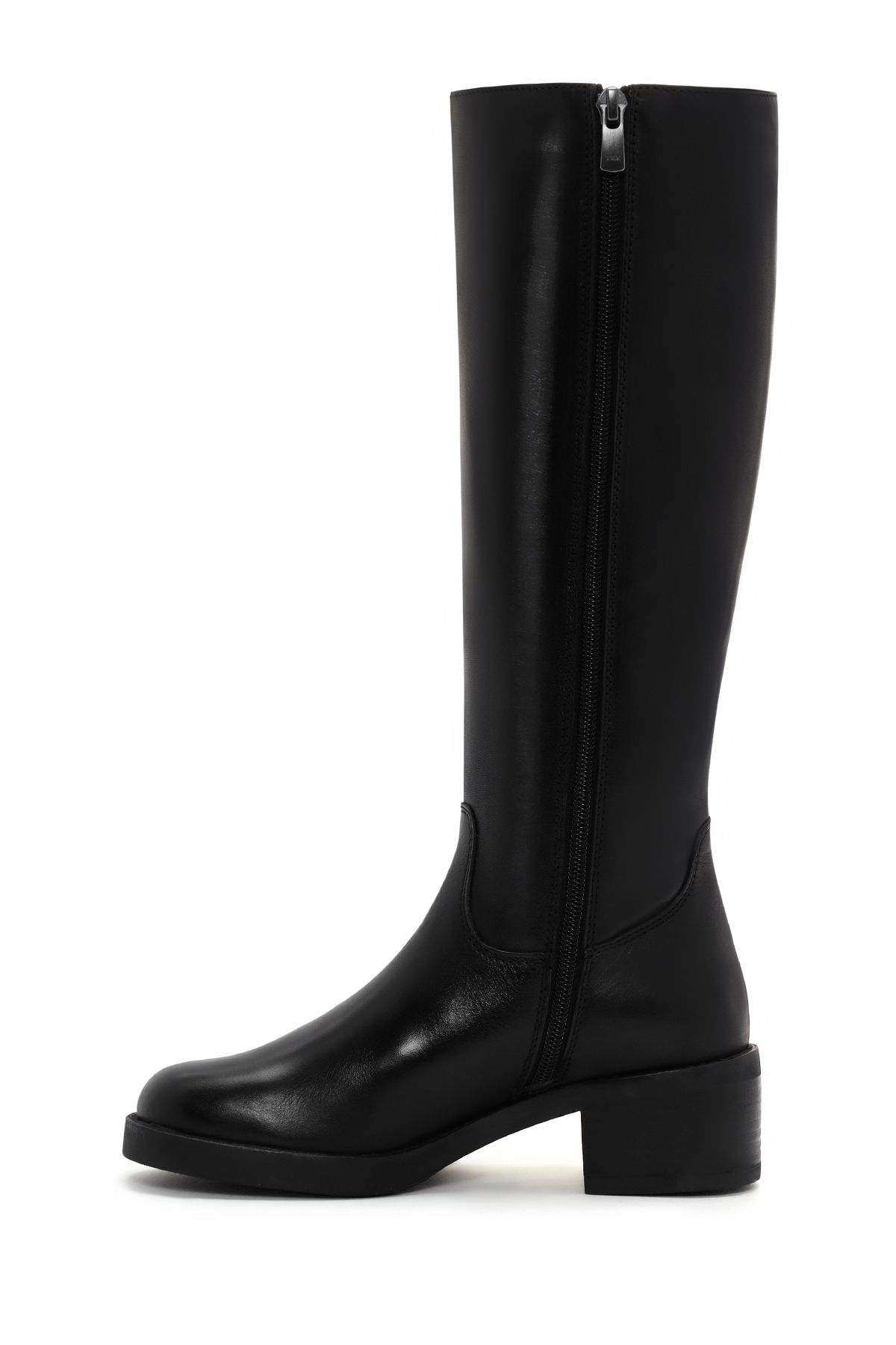 Derimod-Women's Black Zippered Short Thick Heeled Leather Boots 24Wfd 280818 4