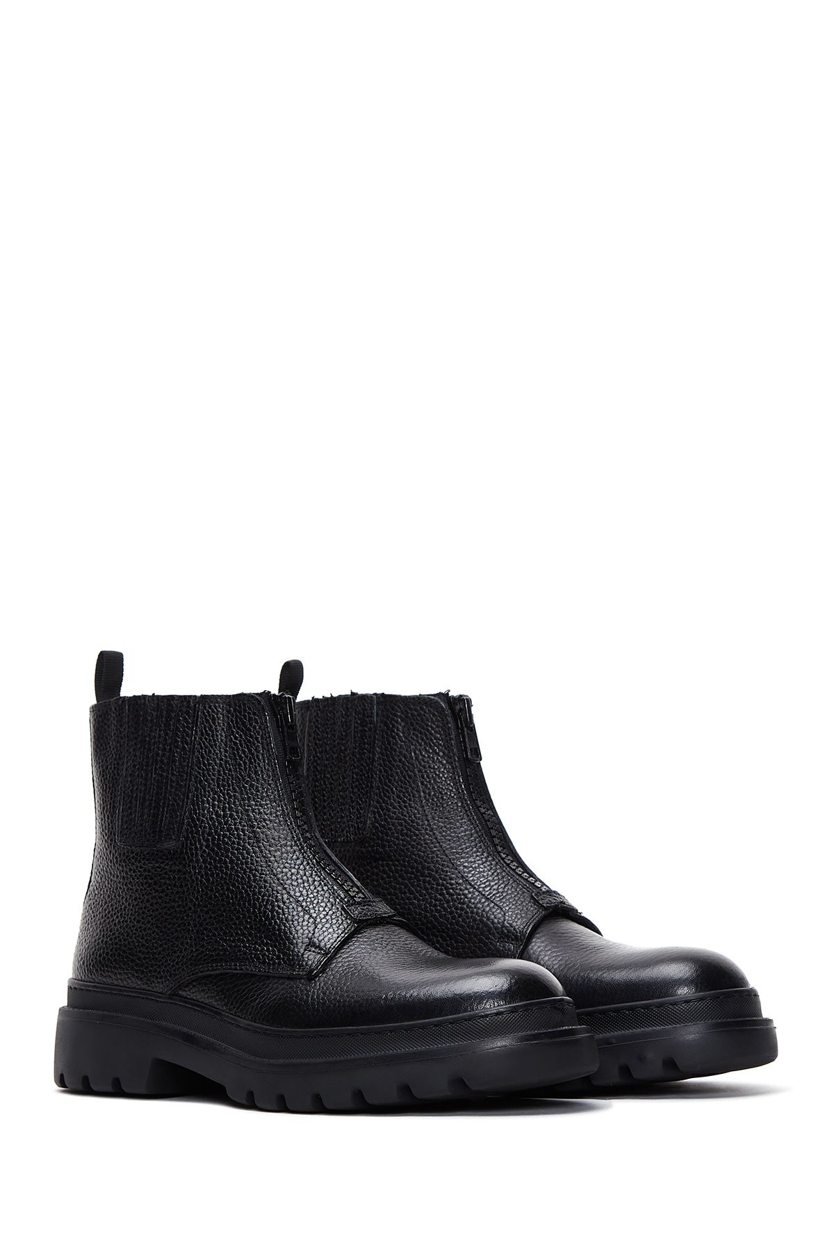 Derimod-Black Leather Zippered Men's Casual Boots - 24WFD6305FT 4