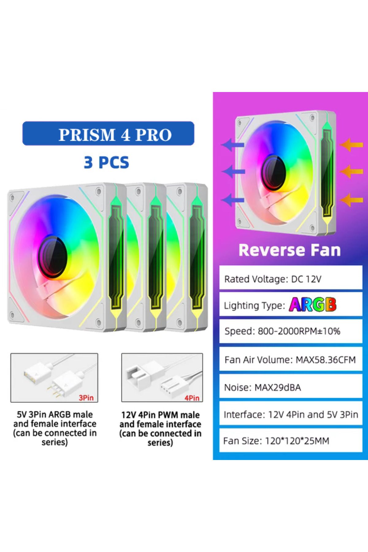 Choice-A-rgb Other W-reverse-3 Ice Whale Prism 4 Pro Pc Case Fan 120mm Argb Cyclic Mirror Light Effect Pwm 1