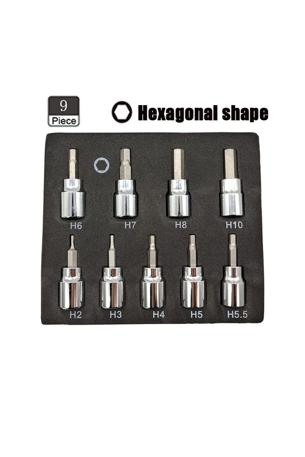 Choice-Hexagonal Set 3/8 Inch Hex Bit Socket Set Sturdy Allen Key Sockets Professional 3/8inch Drive Drill 1