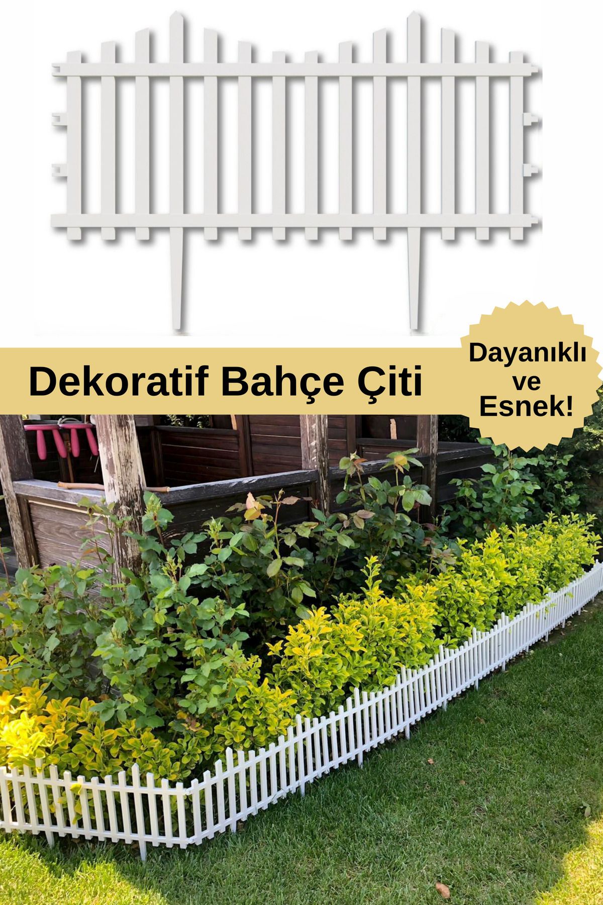 Mgr Office Dekoratif Bahçe Çiti Plastik Beyaz Çit Tek Peyzaj Çiti Çiçek Koruma Çiti 2 adet