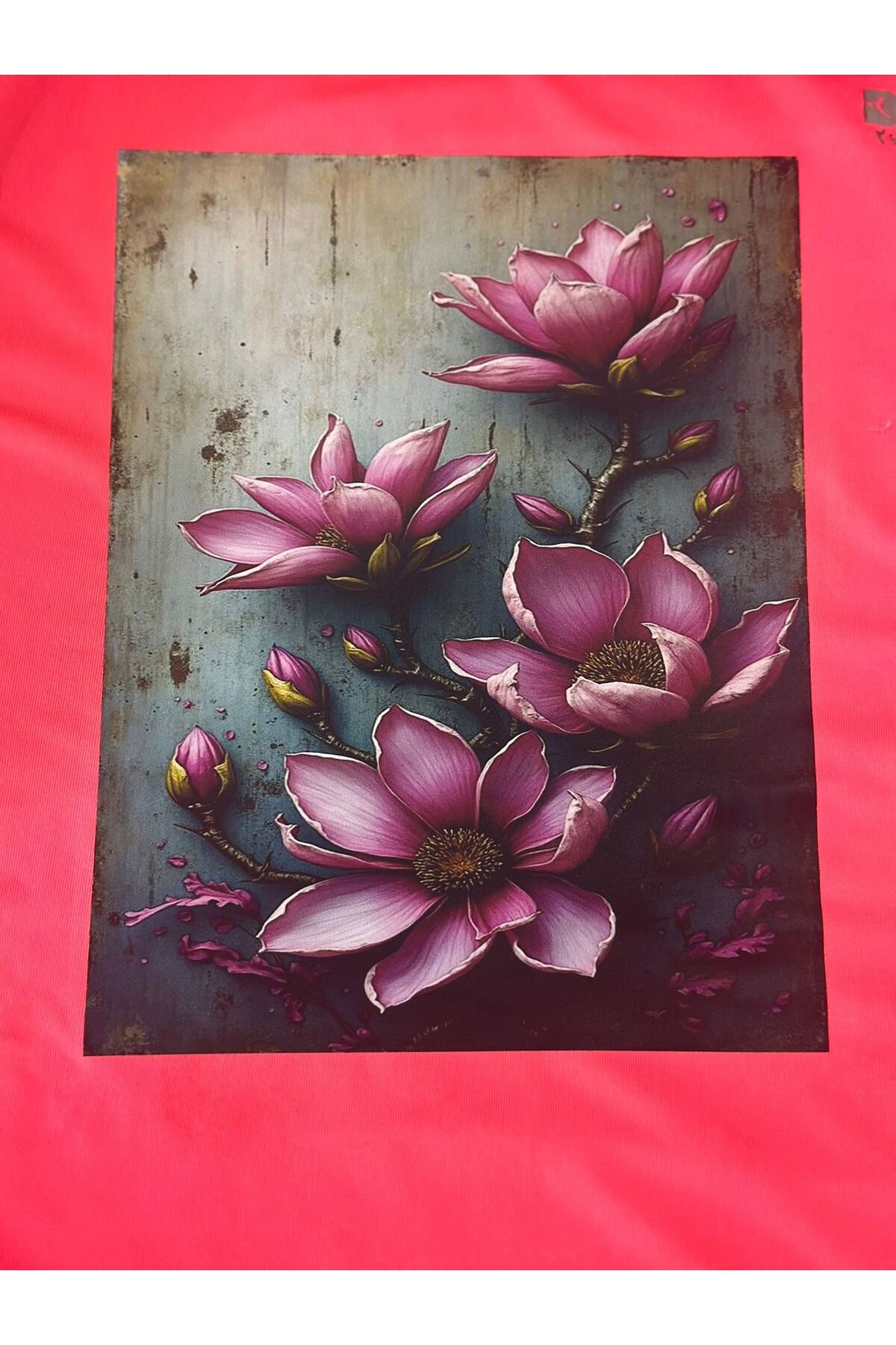 Gönülden Tasarım ÜTÜ İLE YAPIŞAN PEMBE LOTUS TRANSFER BASKI ARMA 24X19 CM