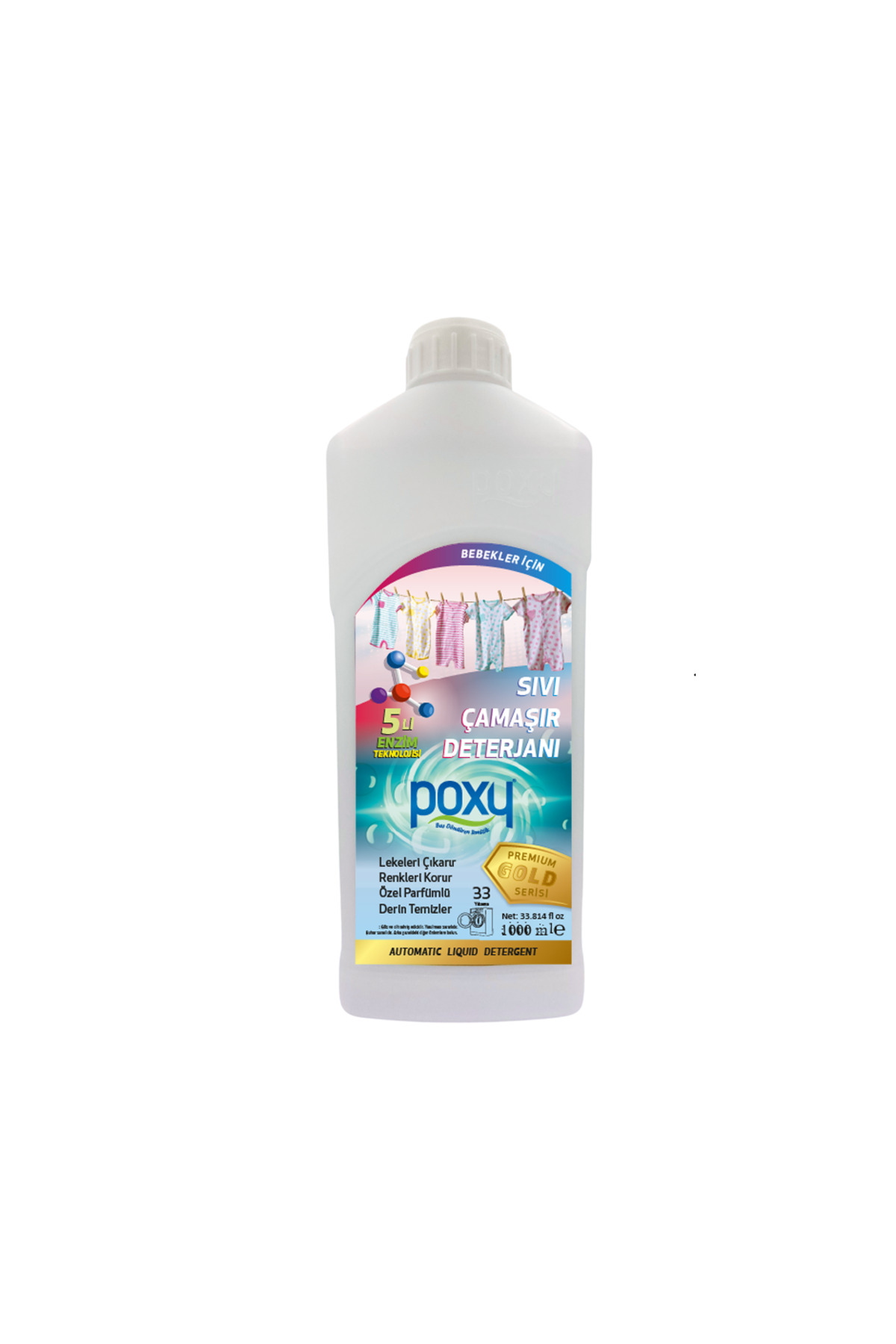 Poxy Bebekler İçin Sıvı Deterjan 1000 ml Hipoalerjenik Formül, Kimyasal Parfüm Boya İçermez. fotoğrafı 2 (önizleme)