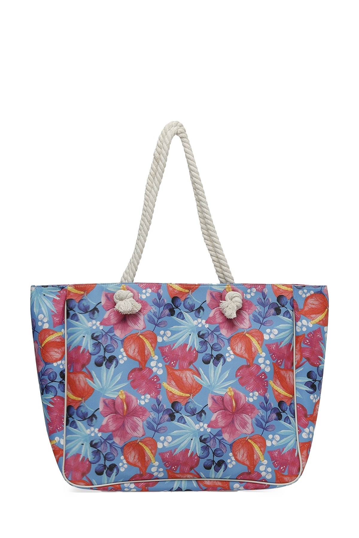 Polaris-Big Floral Plj 4Fx Blue Women's Beach Bag 3