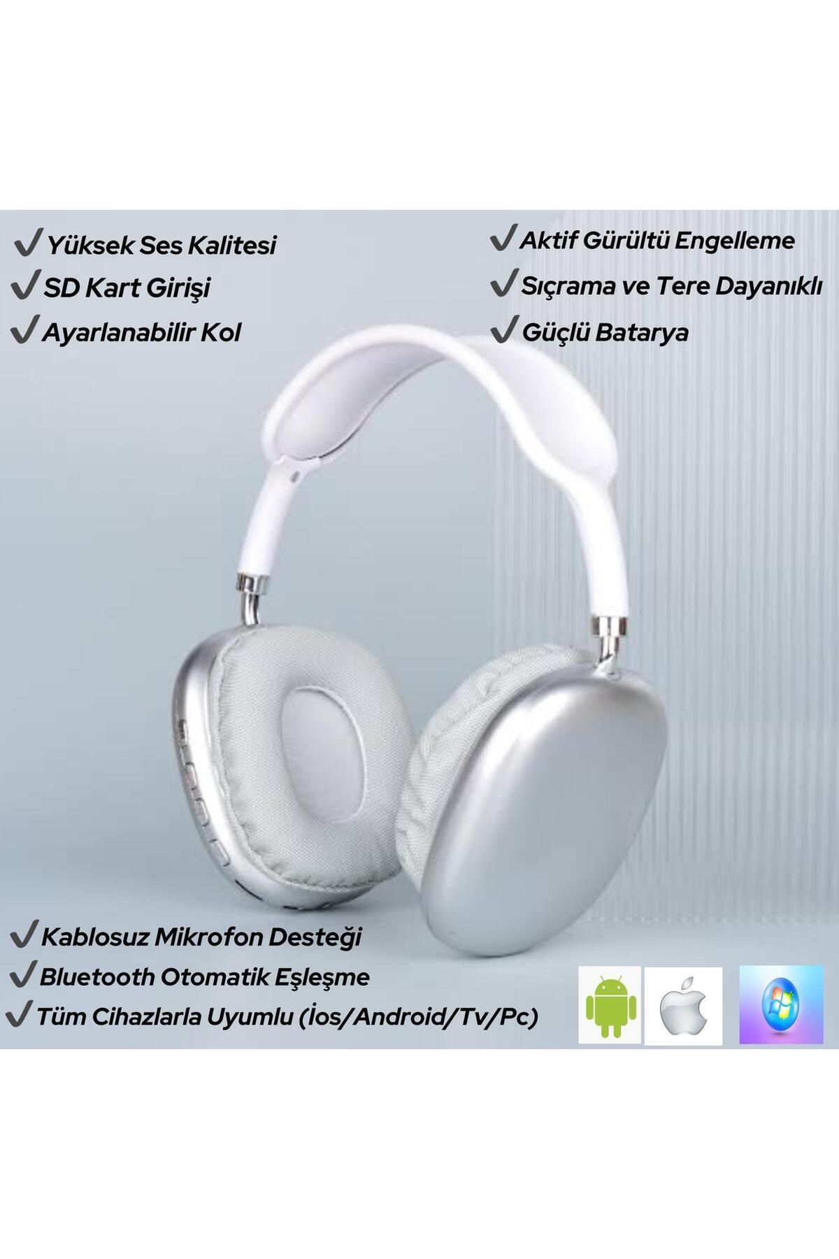 TEKNO Kablosuz Bluetooth Kulaklık İOS & Android Uyumlu Mikrofonlu Stereo Kulaklık Yüksek Ses Kalitesi