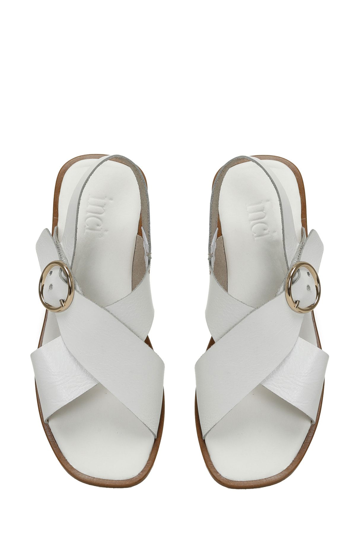 İnci-INCI LOUBI 4FX Weiße flache Damensandalen 4