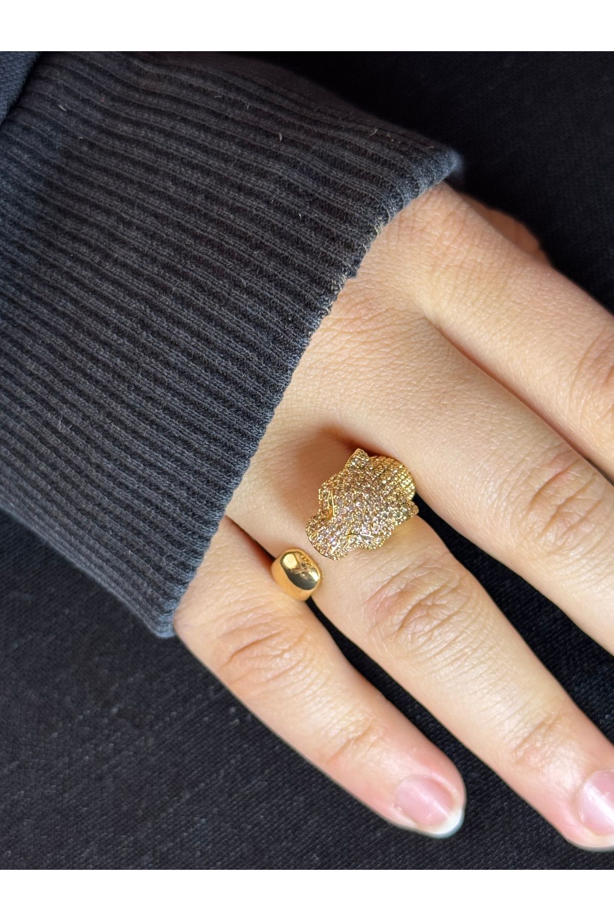 XUPING JEWELRY 18K ayarlanabilir gold kurt başlı çelik yüzük paslanmaz kararmaz