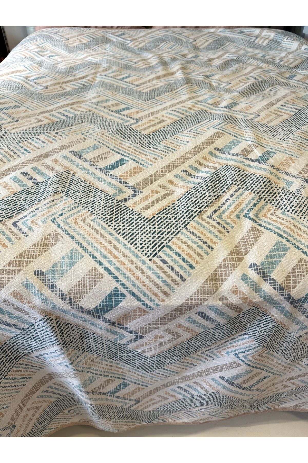 ŞENER HOME Meander Desen Baskılı 200x240 Cm. Çift Kişilik (BATTAL) Tek Pike