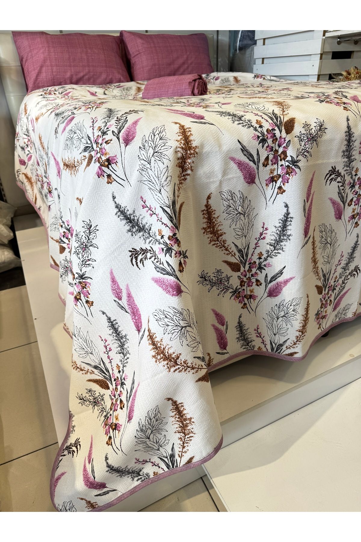 ŞENER HOME-Başak Patterned Sheet Elastic Double Pique Set 6