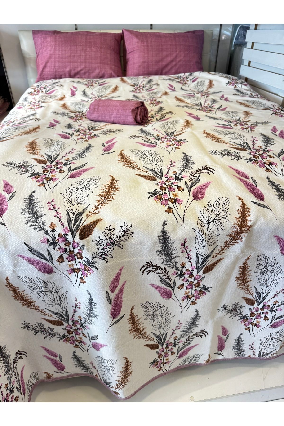 ŞENER HOME-Başak Patterned Sheet Elastic Double Pique Set 4