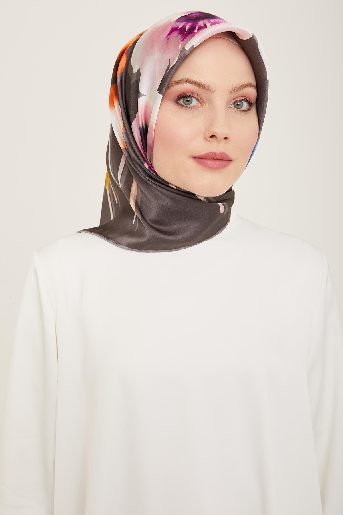 İpek Eşarp 2024 Yaz - 9105-51 Koyu Antrasit Twill
