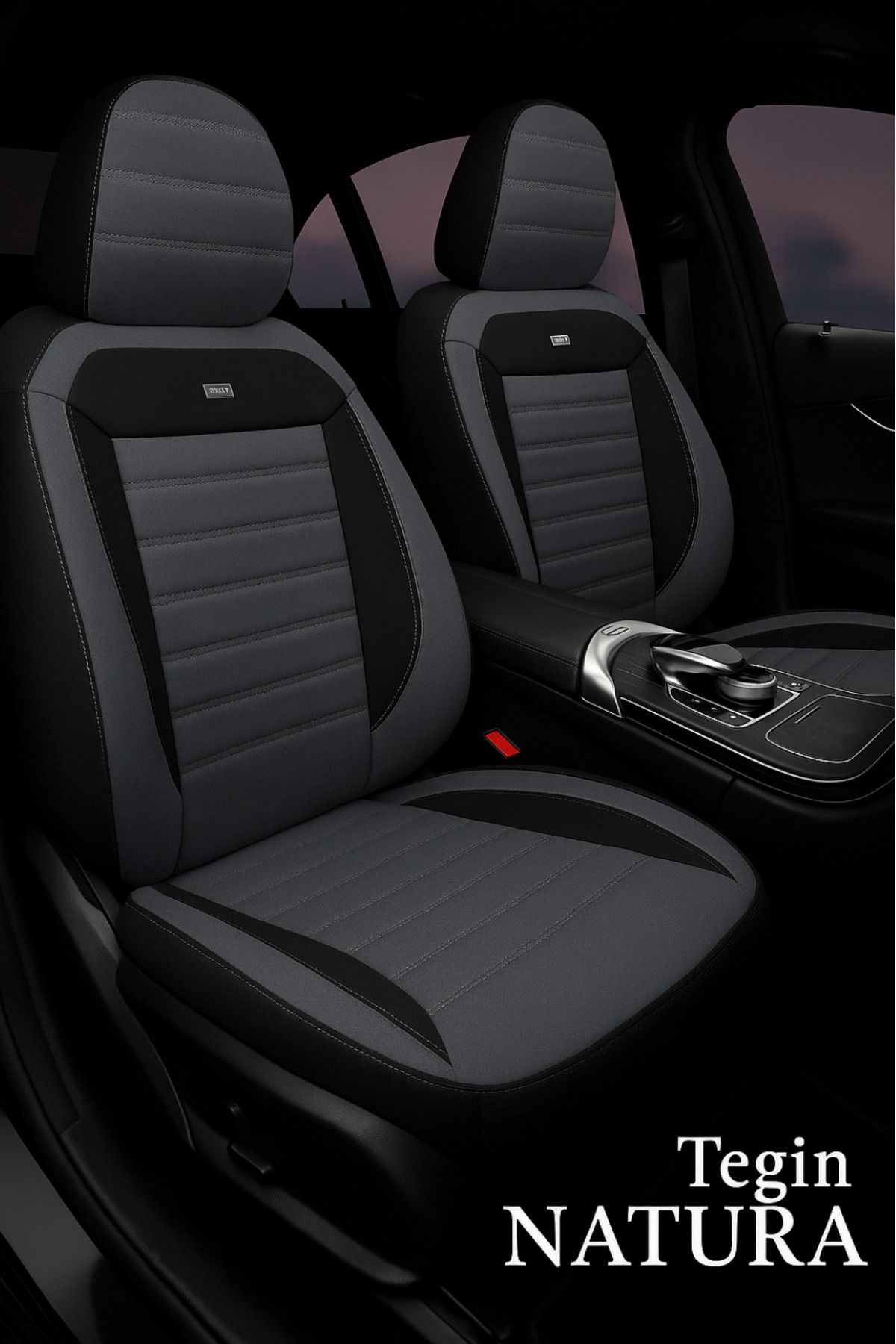 TROBUS Opel Corsa D Kasa Hb 2007-2014 Uyumlu Tegin Natura Serisi Raşel Füme Siyah Koltuk Kılıfı