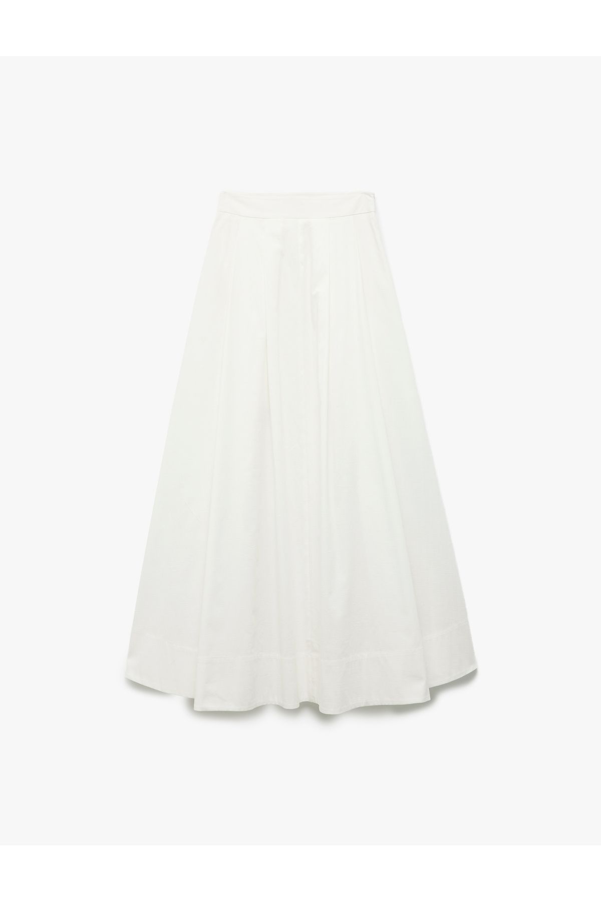 Koton-X Melis Ağazat - Cotton Gabardine Fabric Lined A-Line Pleated Long Skirt 4