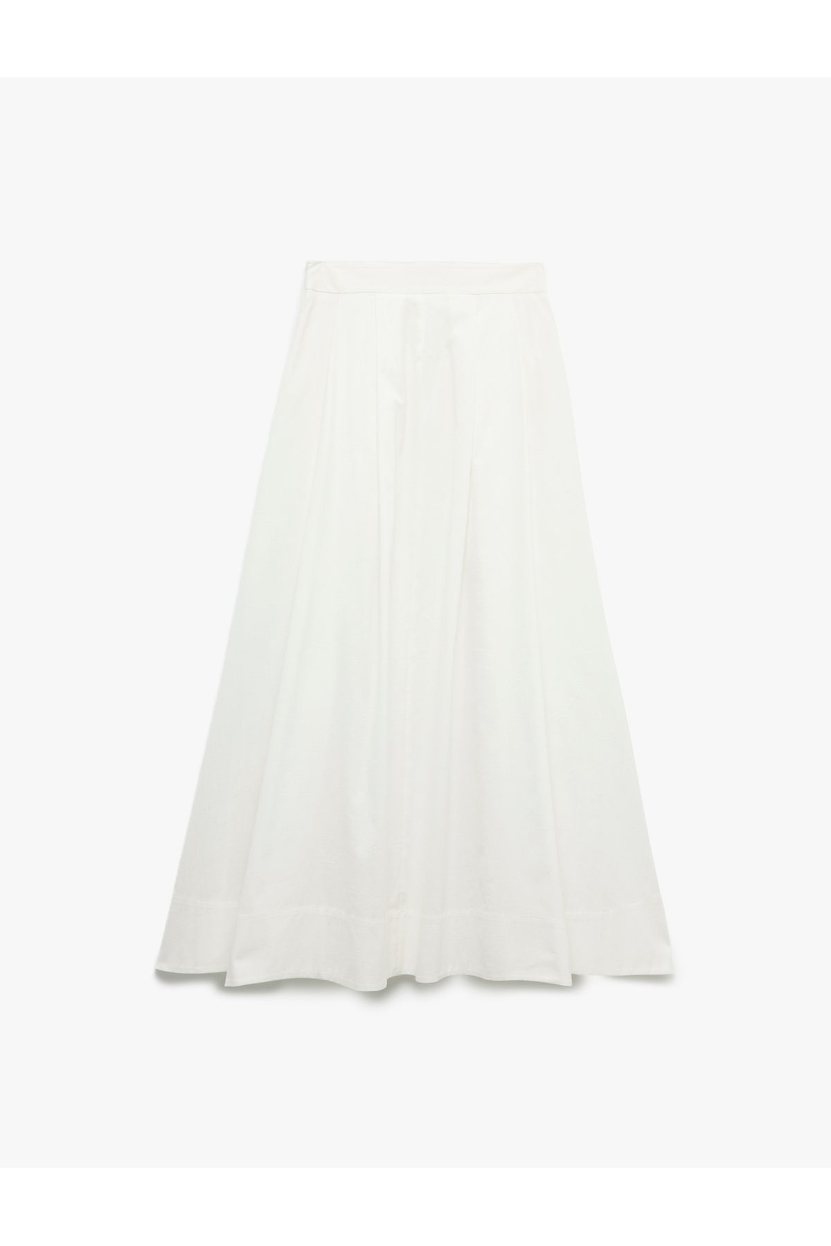 Koton-X Melis Ağazat - Cotton Gabardine Fabric Lined A-Line Pleated Long Skirt 5