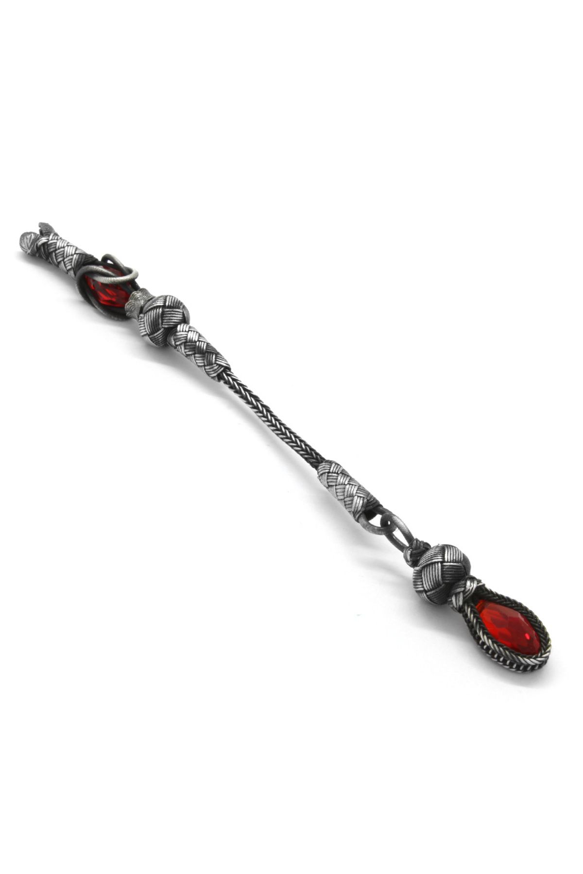 Tesbihane-1000 Sterling Silver Kazaz Tassel with Red Zircon Stone117000152 2