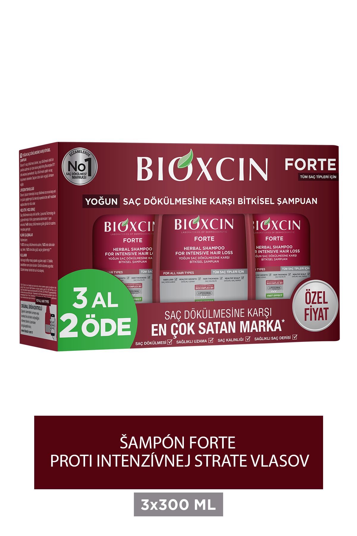 Bioxcin-Forte ošetrujúci šampón proti vypadávaniu vlasov 300 ml - Kúpte 3 a získajte 2 1