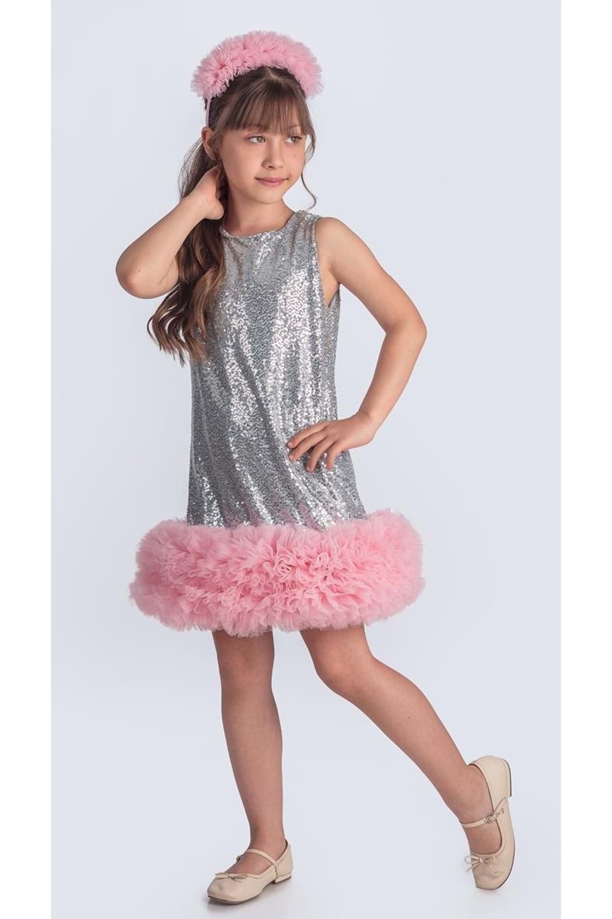 Mnk Baby&Kids Pul Payet İpestos Tütü Çocuk Abiye M00743 GRİ