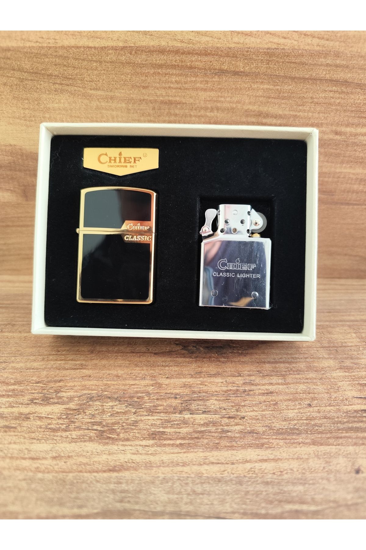 HK GİFT SHOP Kişiye Özel Çakmak Seti Gazlı Ve Benzinli Şık Tasarımlı Lüks Metal Kapaklı Çakmaklar