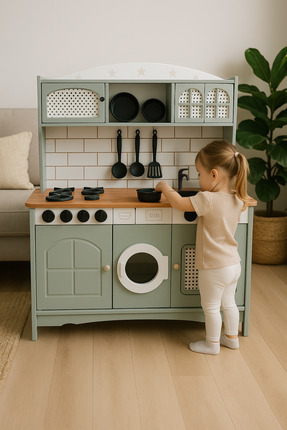 hedefixtoys Doğal Hayal Eğlenceli Ahşap Oyun Mutfağı Ledli