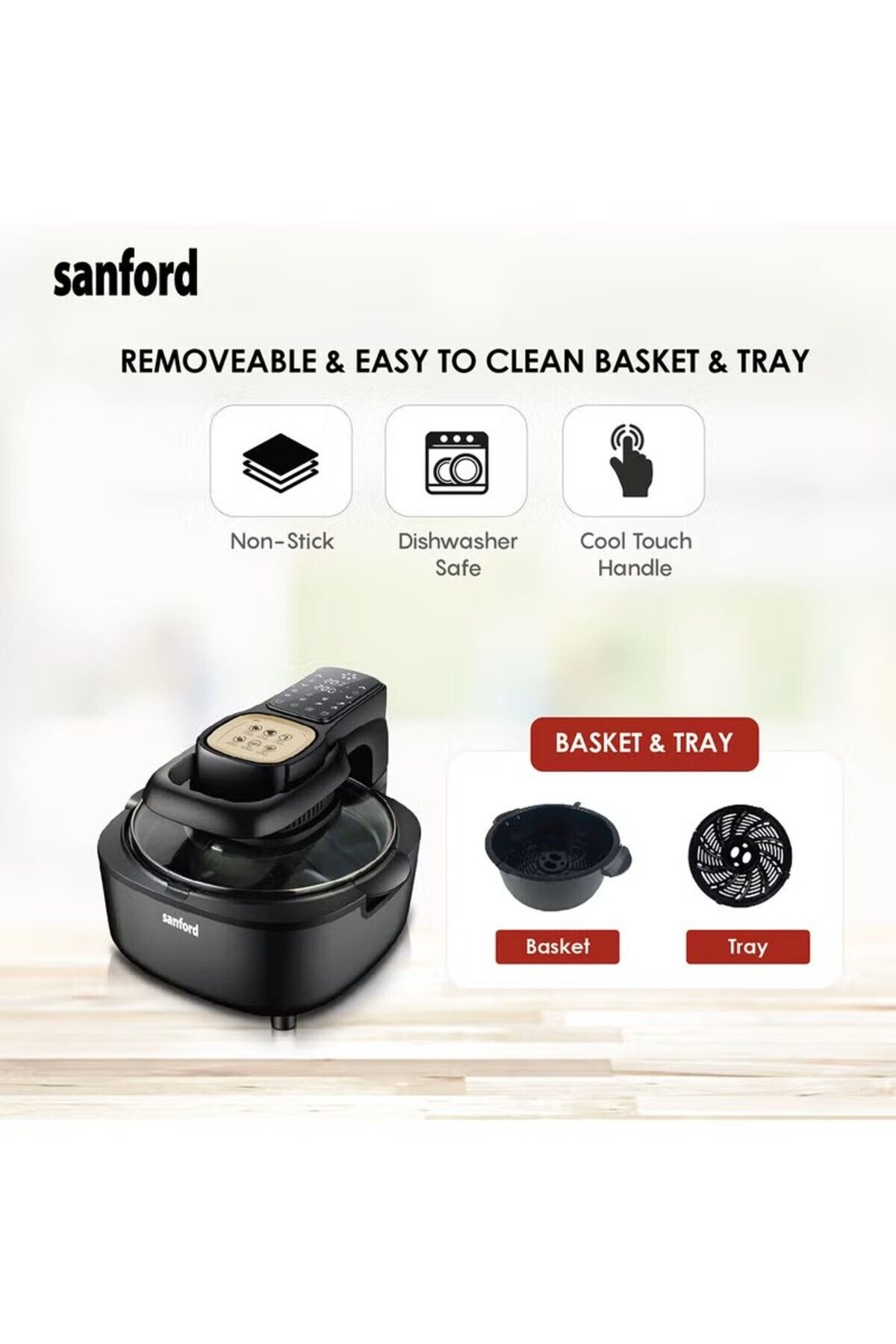 Sanford-Digital Non-Stick Air Fryer, 8 Preset Menus, LED Display with Touch, Oil Free Cooking 7