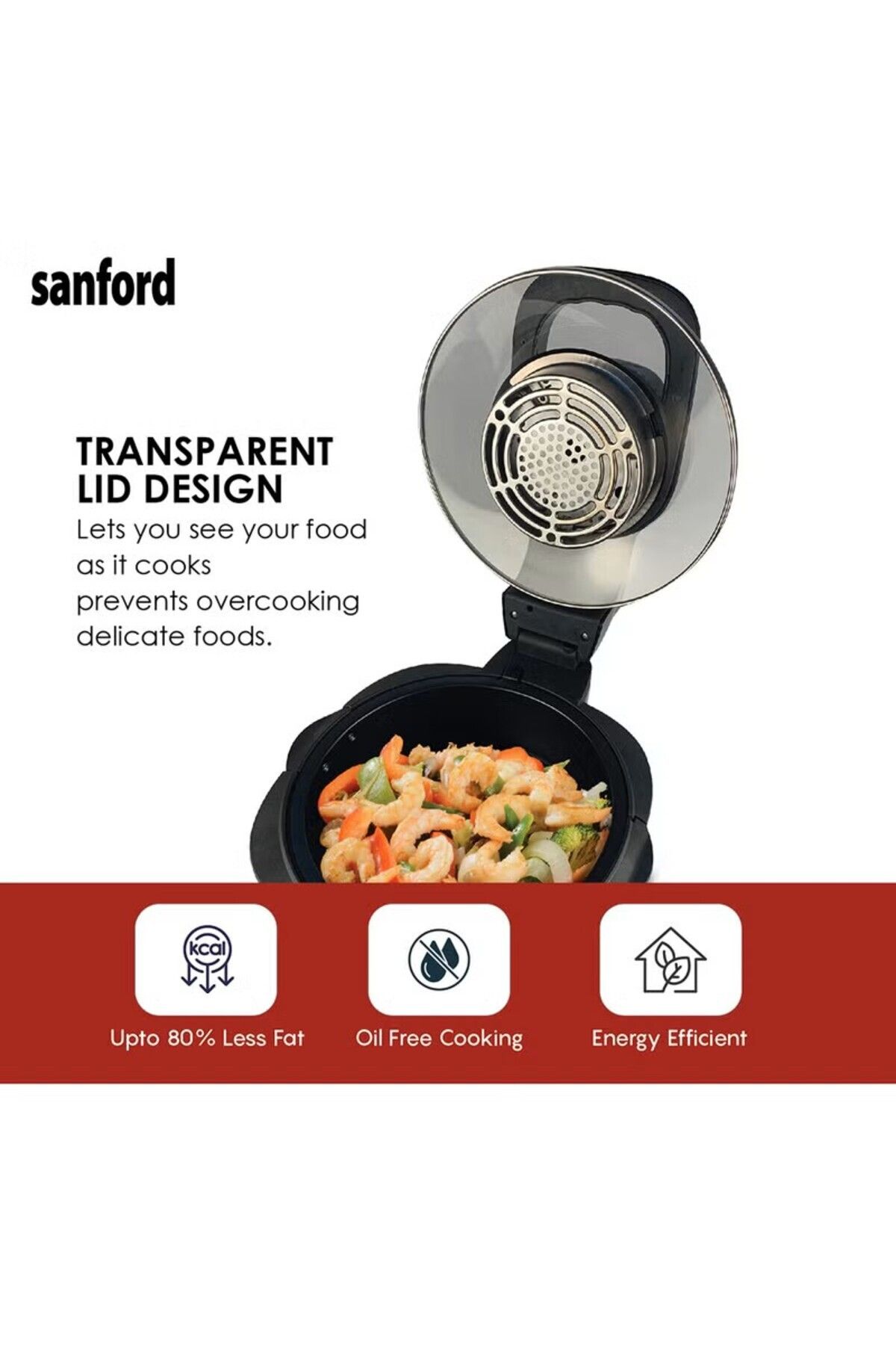 Sanford-Digital Non-Stick Air Fryer, 8 Preset Menus, LED Display with Touch, Oil Free Cooking 5