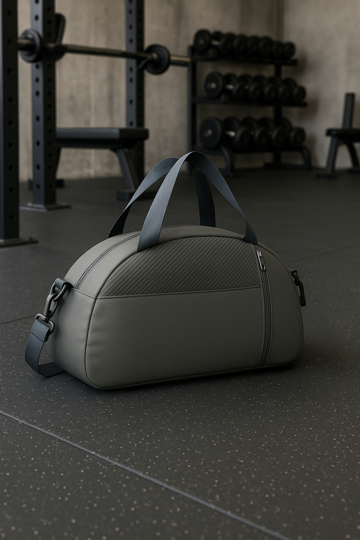 KAFF  Küçük Gri Önü Cepli Ayarlanabilir Omuz Askılı El Seyahat Spor Çantası-0833 - Görsel 8