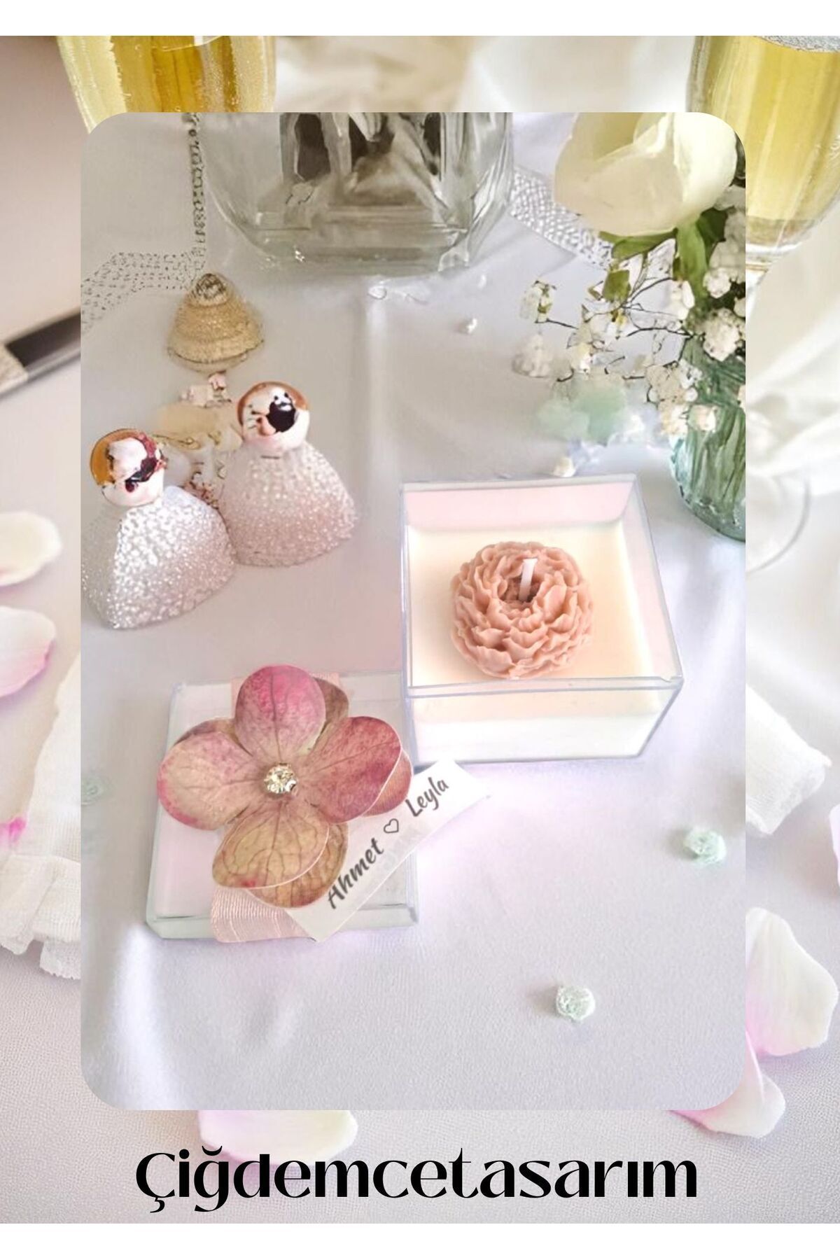 çiğdemcetasarım Söz, Nişan, Kına, Düğün, Mevlüt, Sünnet, Nikah Şekeri Hediyelik Hatıra GÜL MUM , 20 ADET